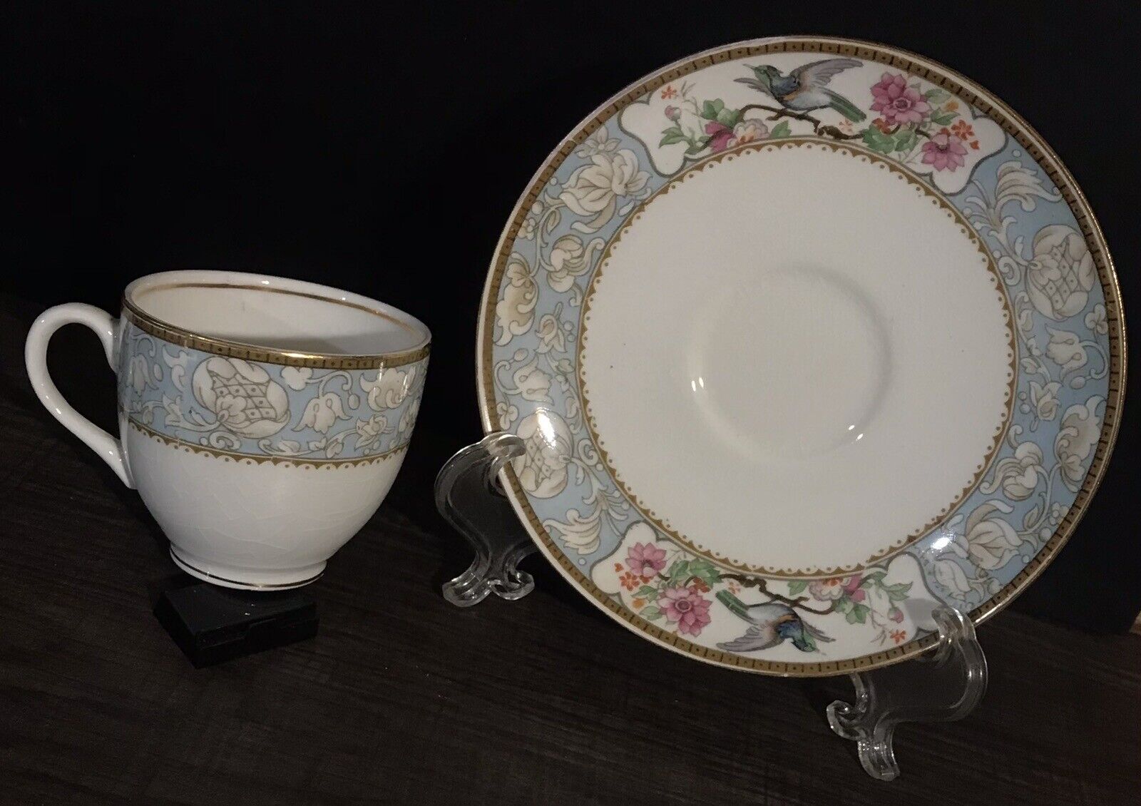 Vintage Grindley Floral Bird Pattern Matching Tea Cup & Saucer Set