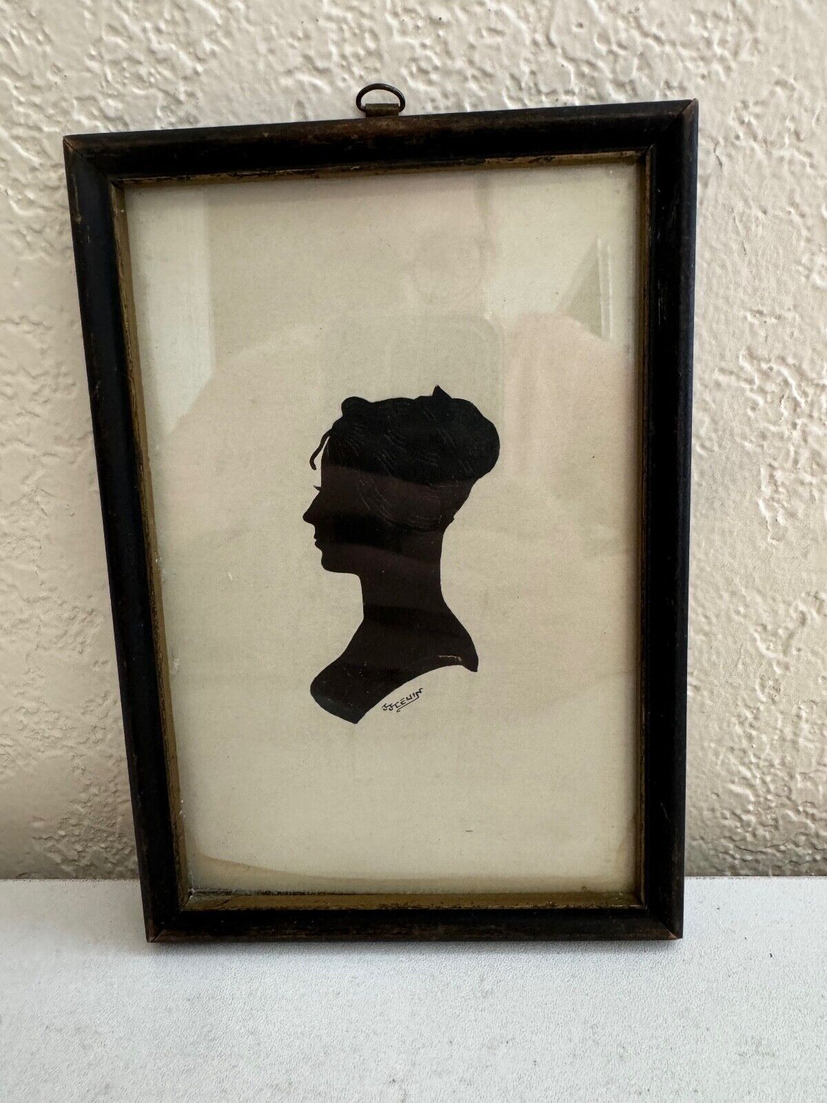 Antique Portrait Silhouette of Woman Signed Levin