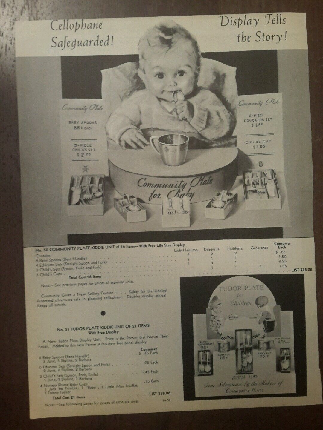 Tudor Community Plate Childs set 1934 catalog ad for childrens cups spoons knife
