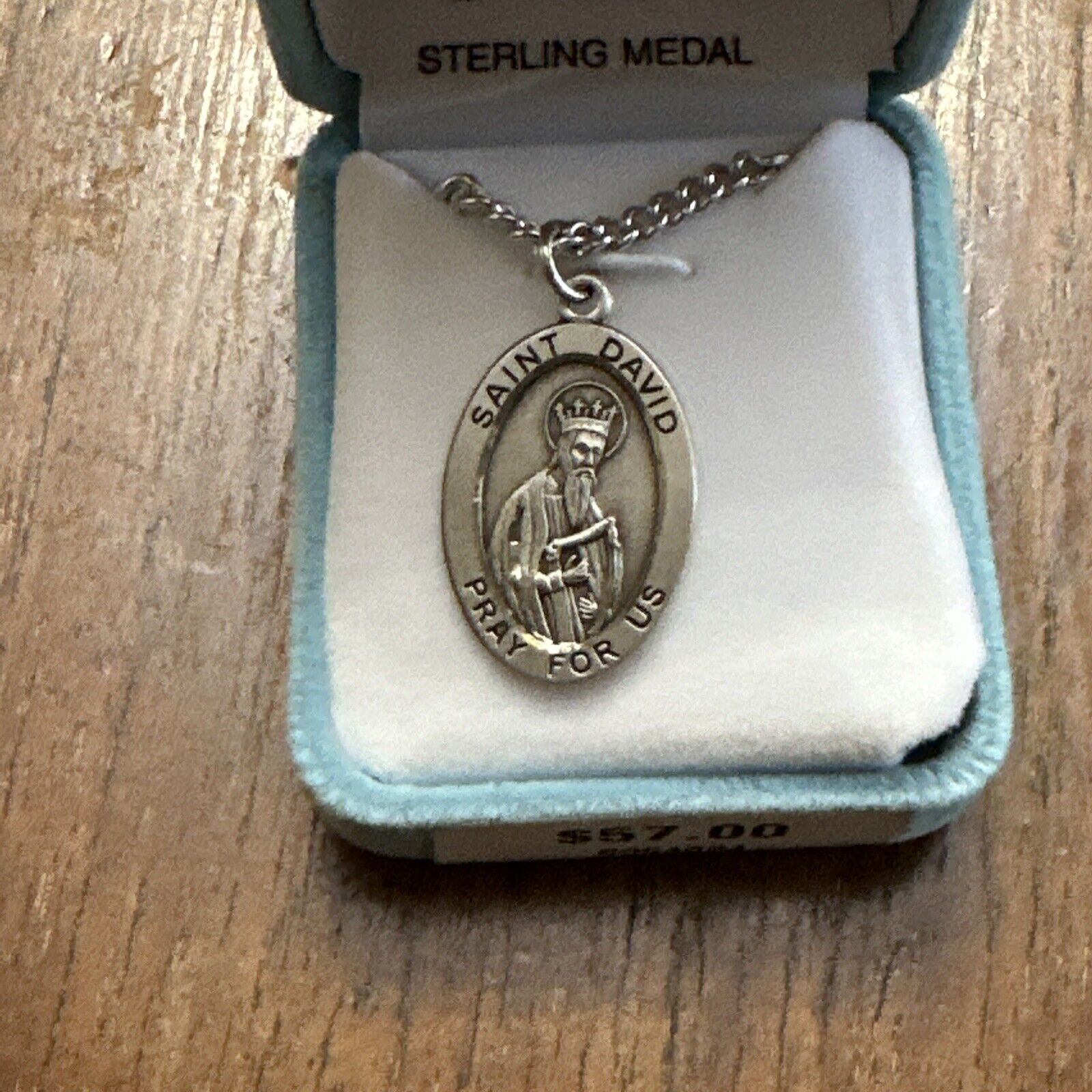 Sterling Silver Saint David Medal Necklace New pray for us