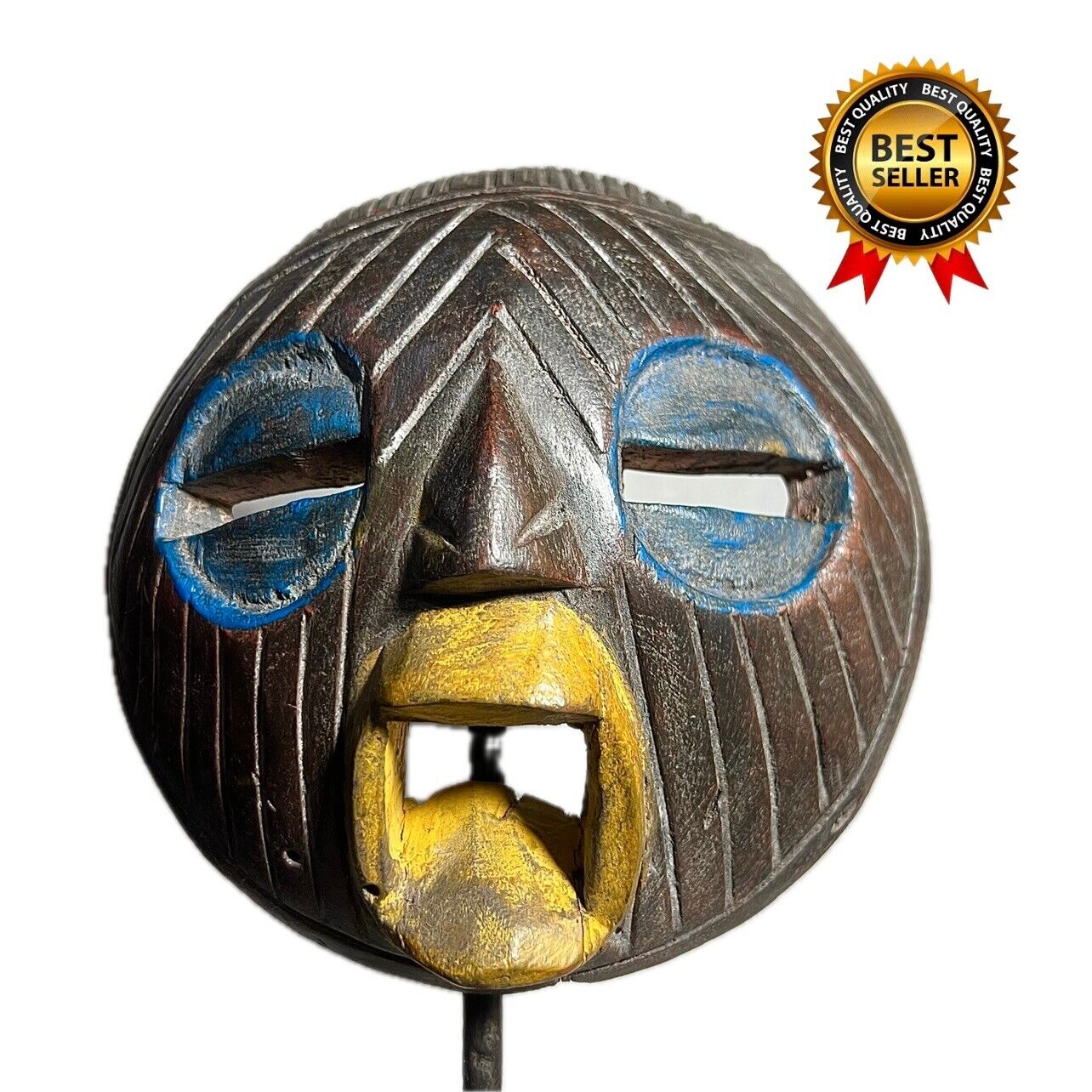 African Magnificent round tribal mask handmade in Ghana in West Africa-889