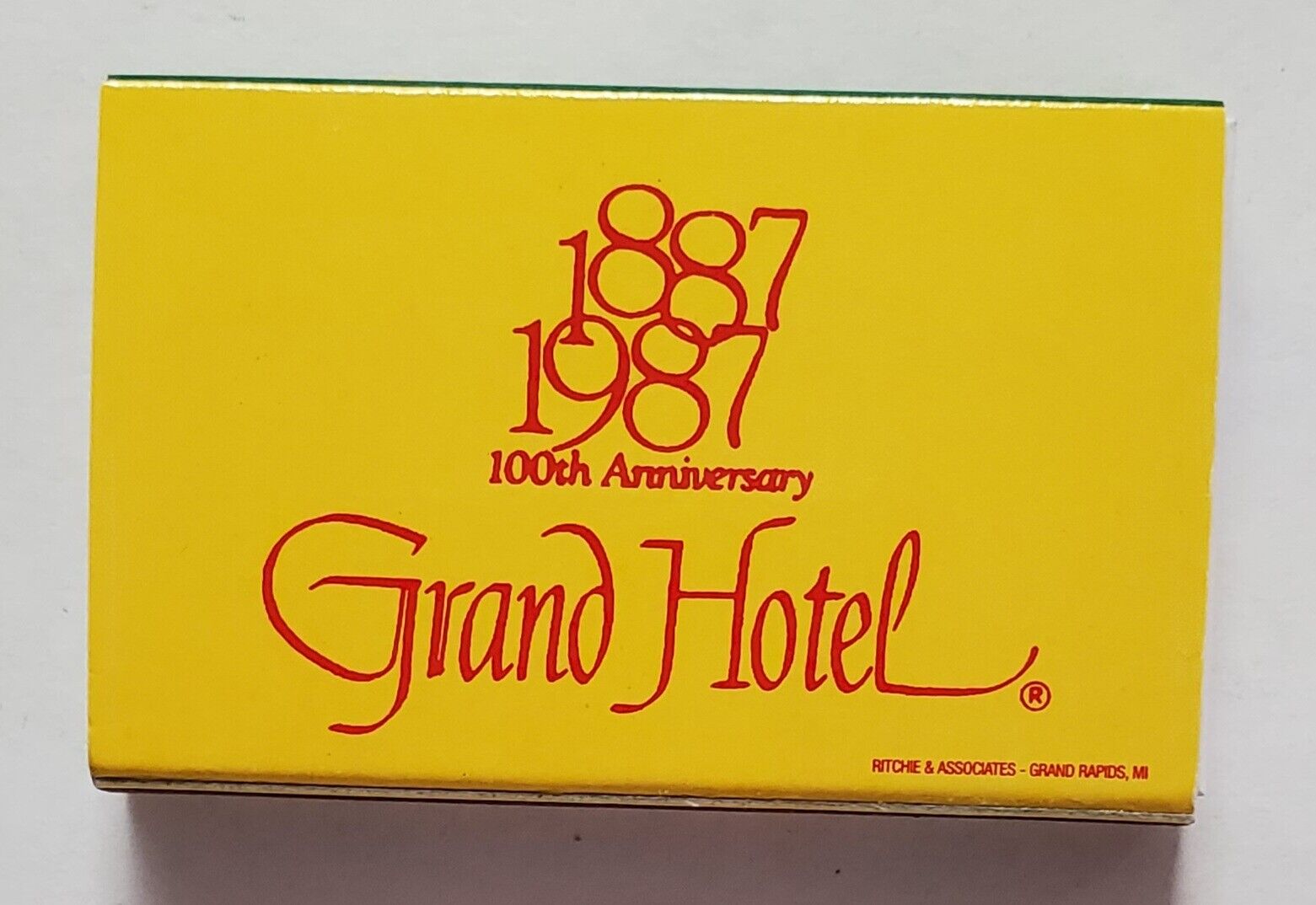 Grand Hotel 100th Anniversary 1887-1987 Mackinac Island MI Unused Full Matchbox