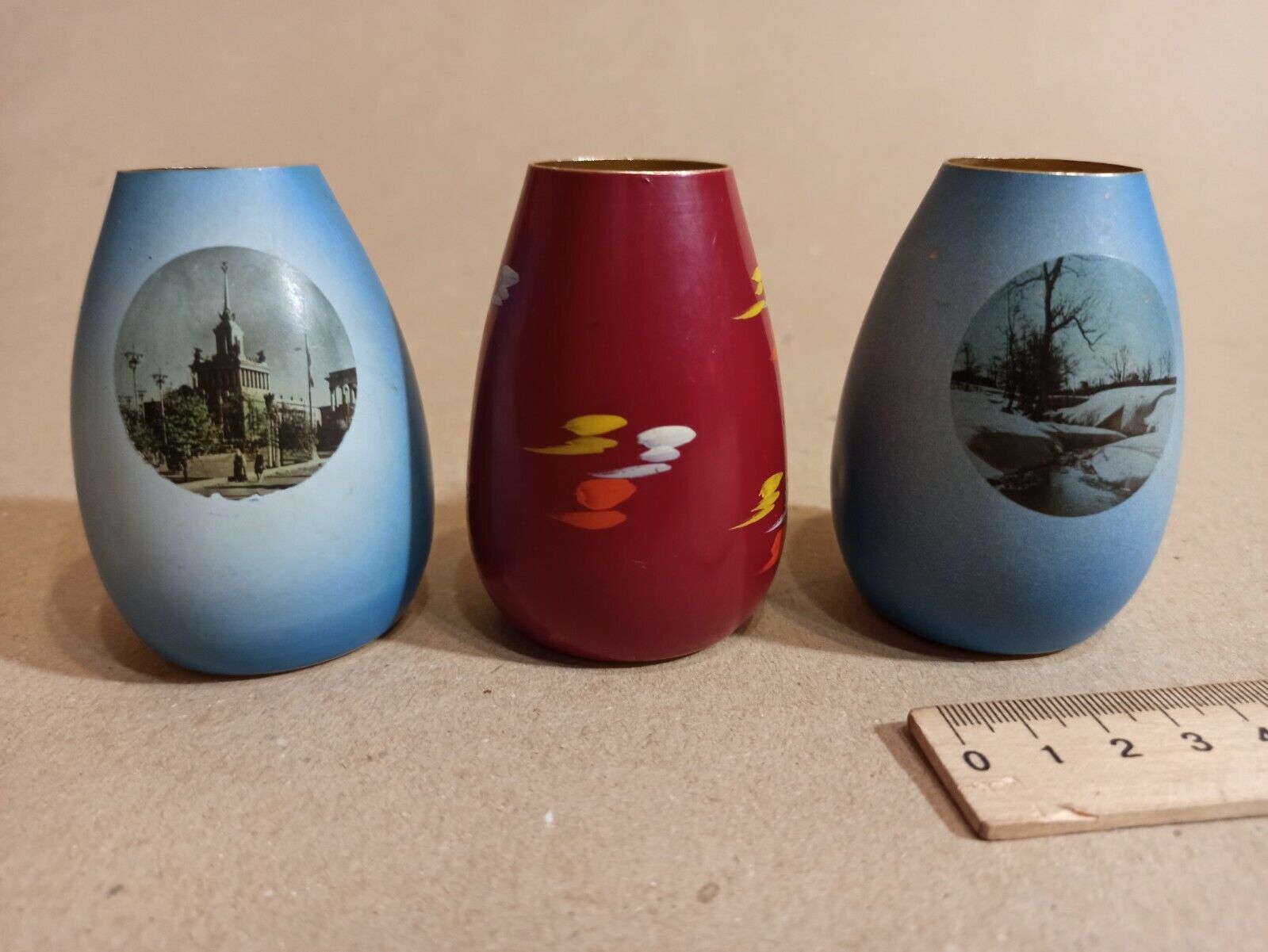 Three miniature Soviet vases. original. 1960-70. USSR. Aluminium