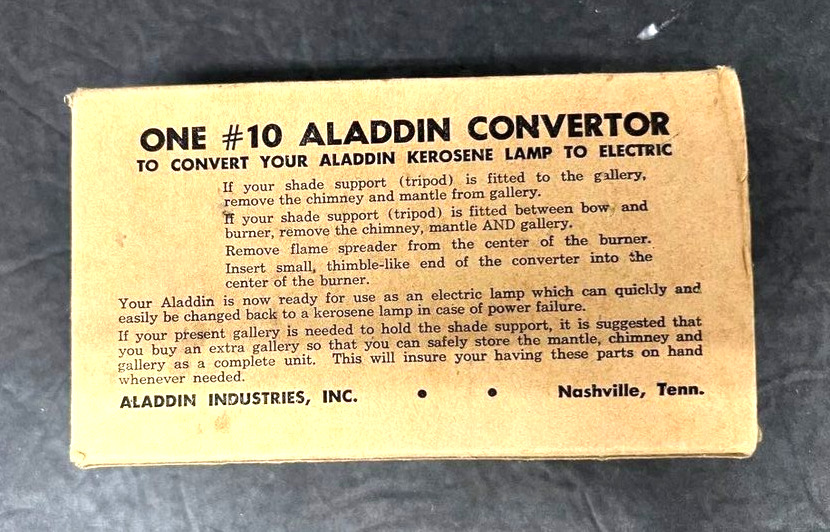 Vintage Aladdin #10 Converter-Empty Box-3 x 5 1/4 x 1 1/2\