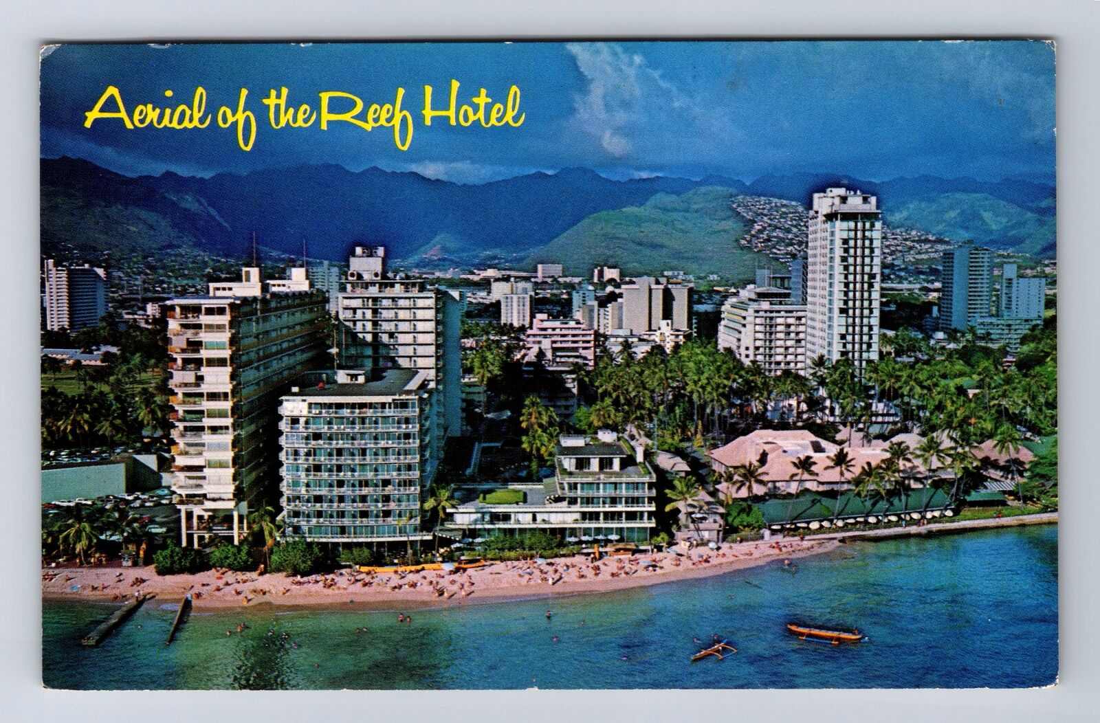 Hawaii HI-Hawaii, Aerial Reef Hotel, Advertisement, Vintage c1972 Postcard