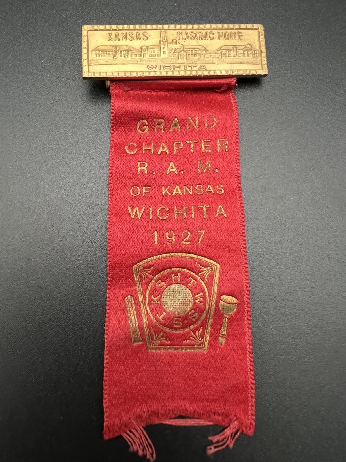 1927 GRAND CHAPTER ROYAL ARCH MASONS OF KANSAS WICHITA MASONIC HOME RIBBON K582