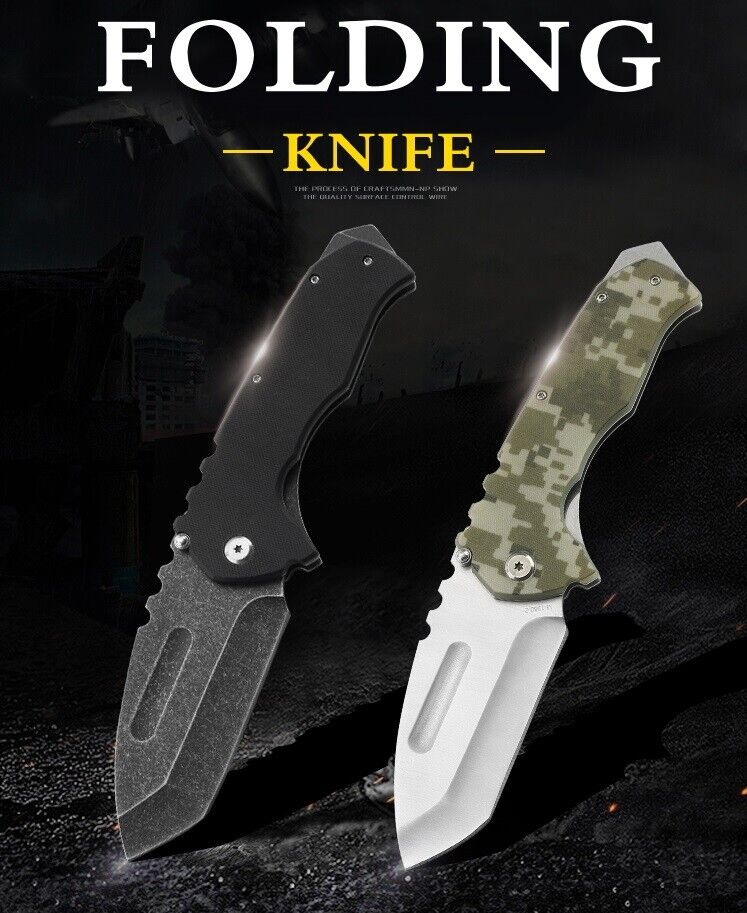 Tactical Military Folding Knife G10 Antislip Handle Belt Clip 9\