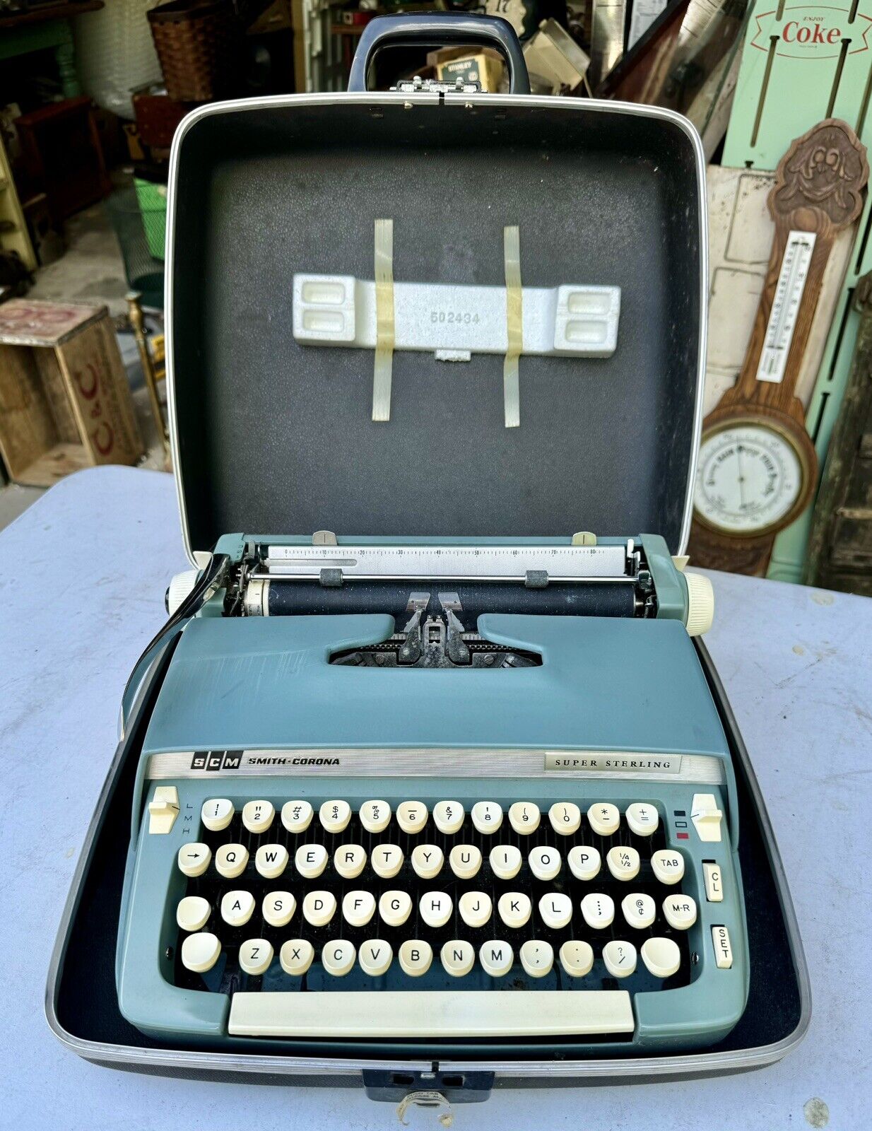 1960s Smith-Corona Super Sterling Portable Manual Typewriter w/ Case