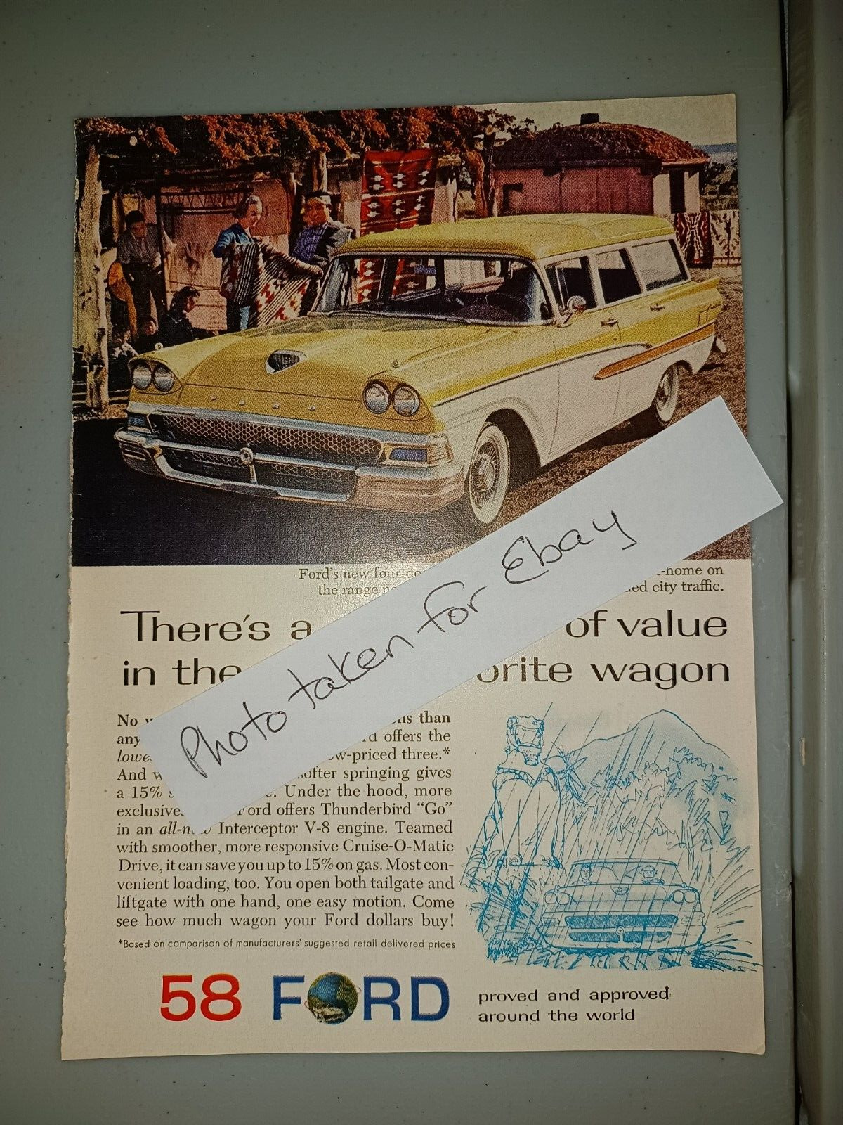 Ford 4 door Country Sedan wagon Vintage 1958 5x7 Magazine Ad Gallup NM