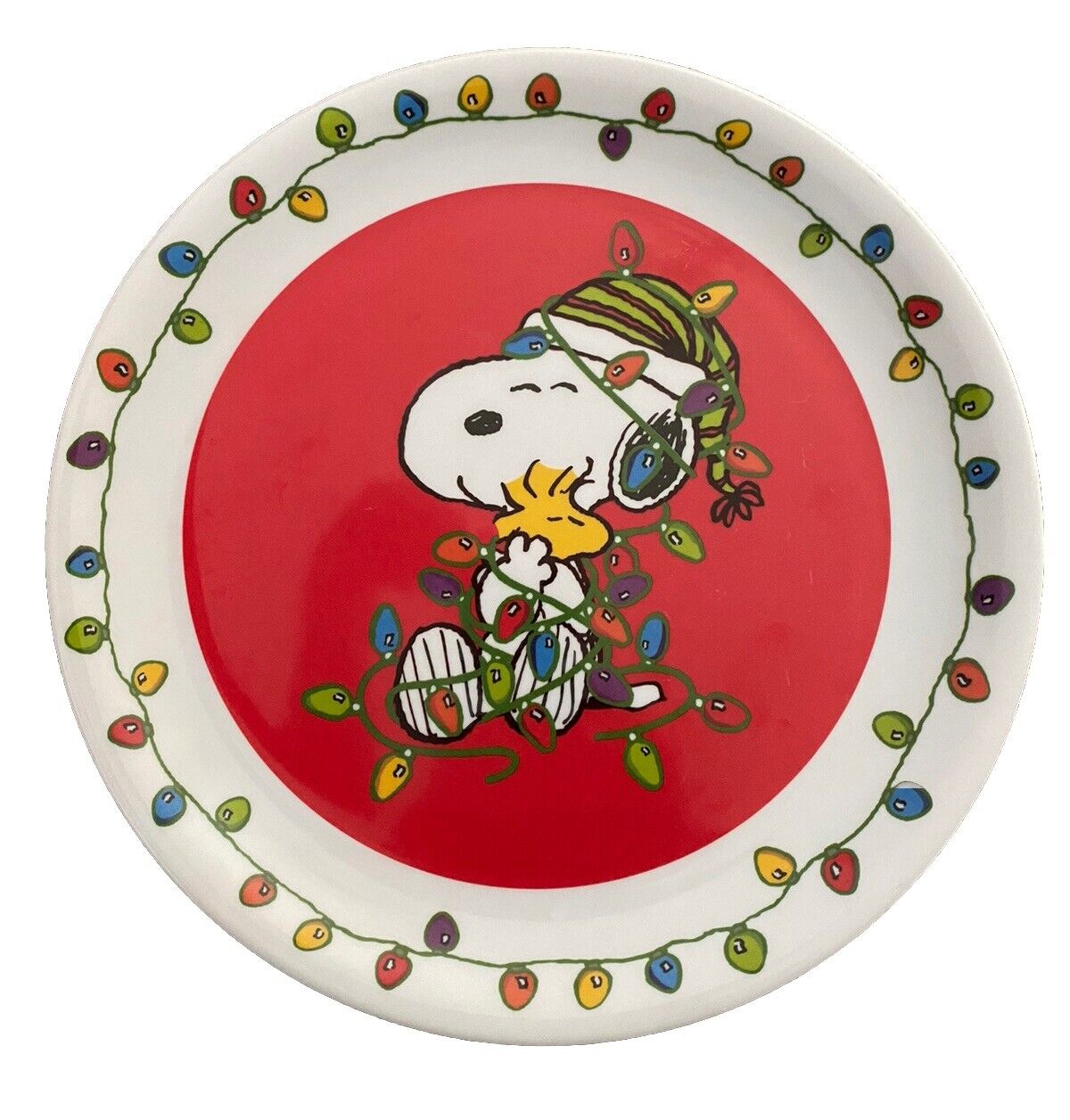 Holiday Christmas Peanuts Snoopy Woodstock 10” Melamine Dinner Plate