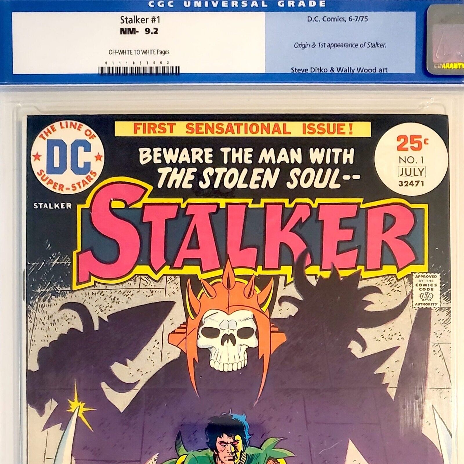 STALKER #1 CGC 9.2 1975 key 1st issue bronze Steve Ditko Wally Wood old label