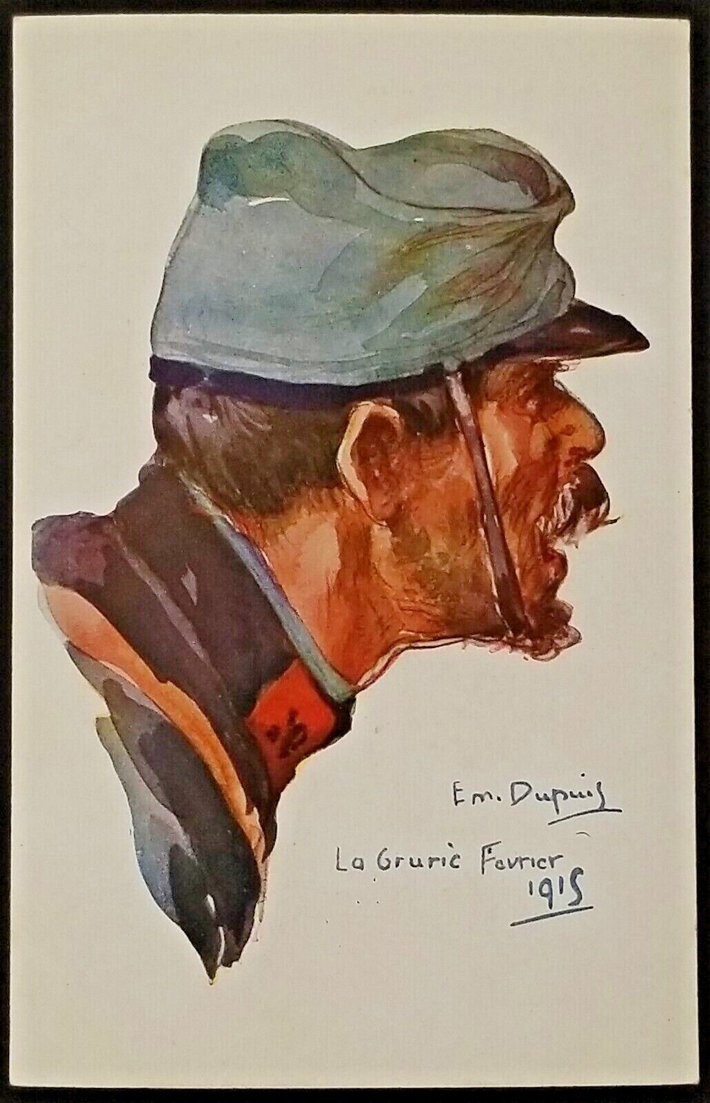 French Postcard Em Dupuis Artist Signed WWI Infantry Soldier La Gruric Fevrier 