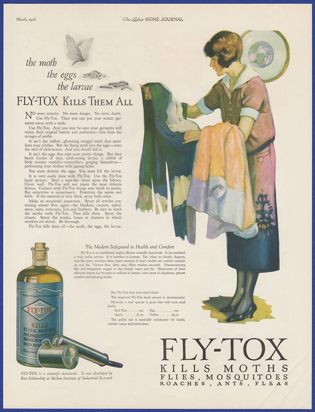 Vintage 1926 FLY-TOX Insecticide Bug Fly Spray Art Décor Ephemera 20\'s Print Ad