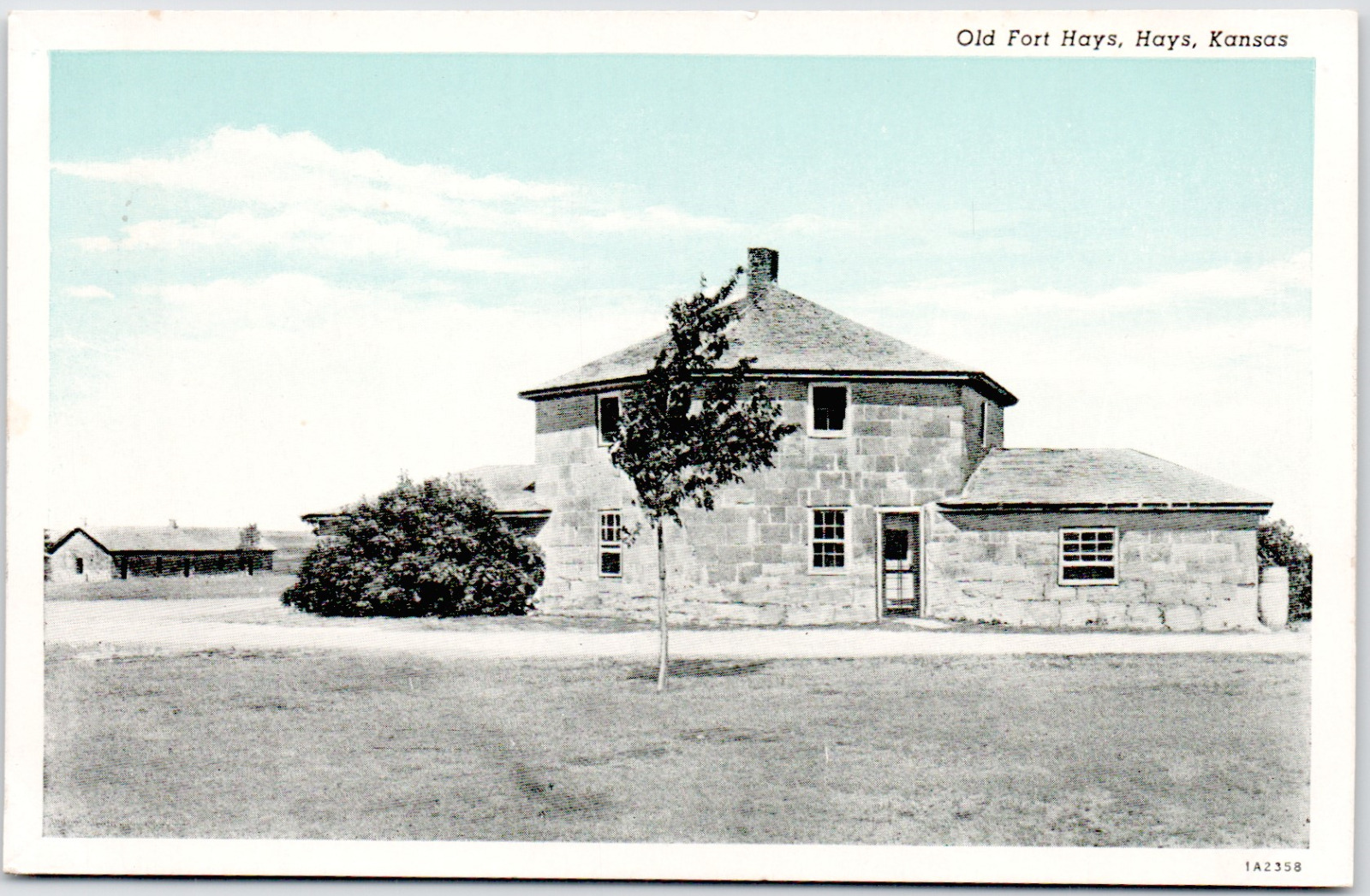 Old Fort Hays Kansas Military USA KS Vintage Postcard White Border