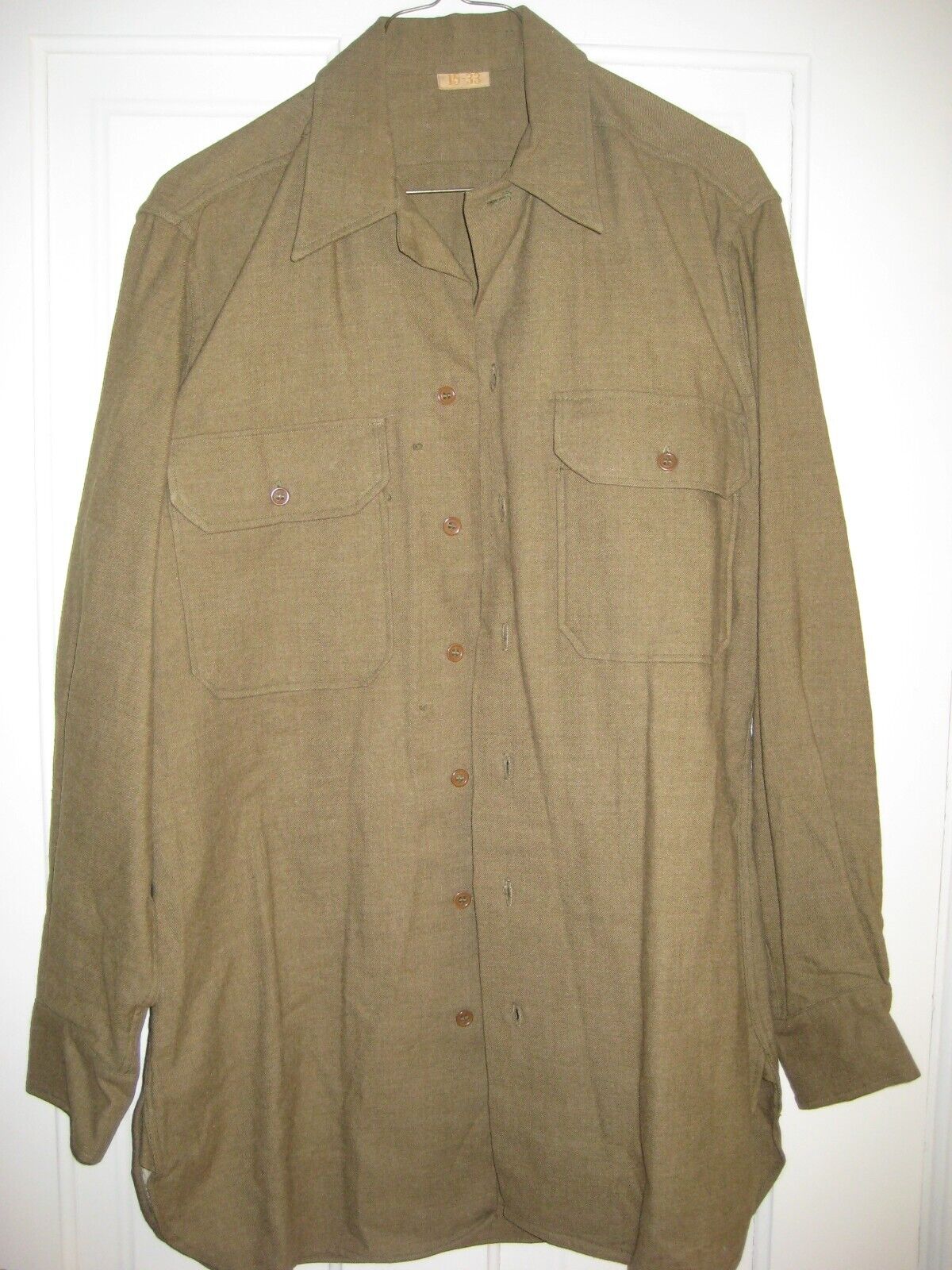 Vtge 1941 US Army Brown Fatigue LS Shirt/Jacket Andala Phila. Q.M. Depot 15--33