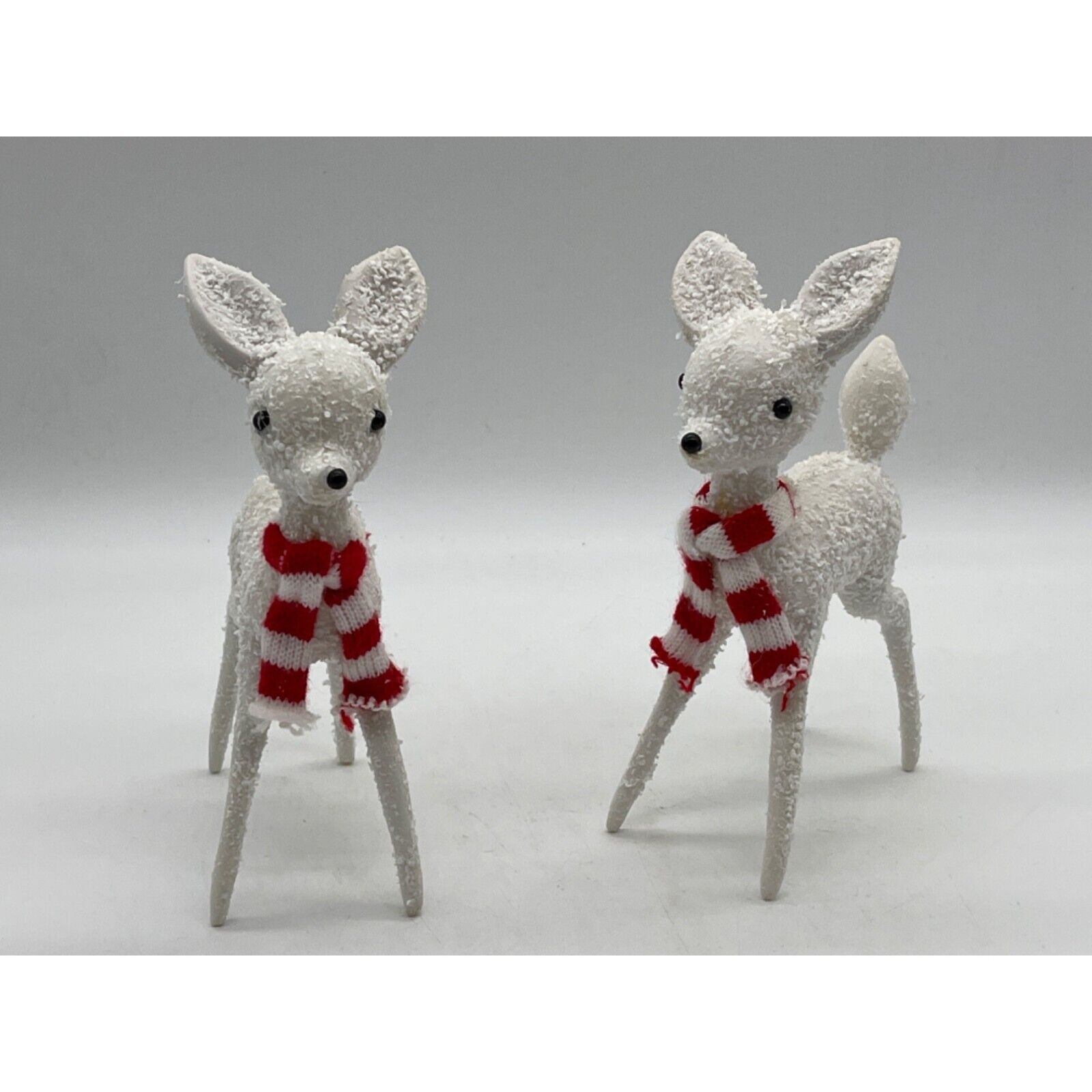 Vintage Set of 2 Flocked Deer Reindeer Christmas Decor