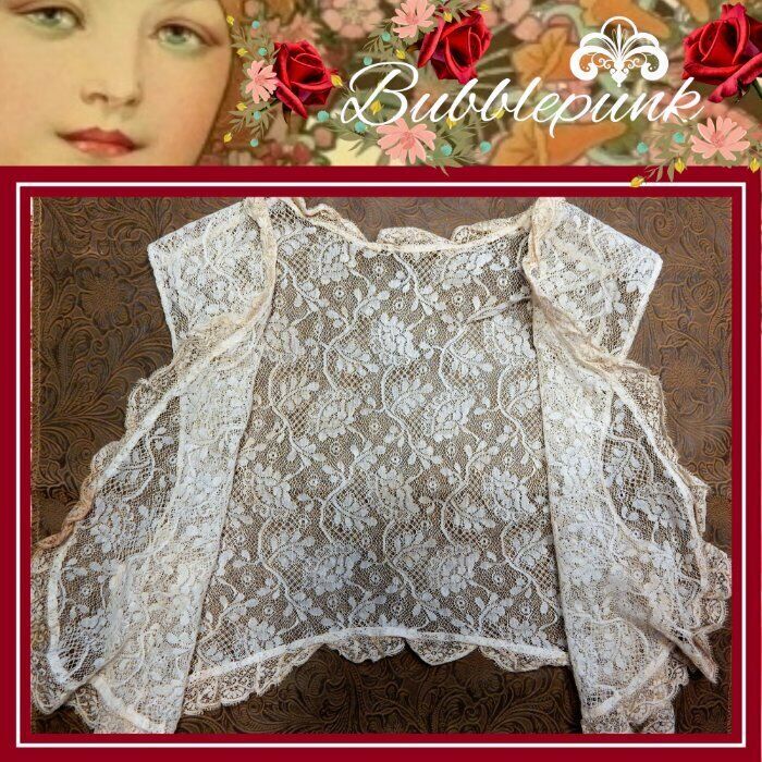 Antique Handcrafted Floral Lace Vest ~ Girl Child Large Doll Collector\'s Estate