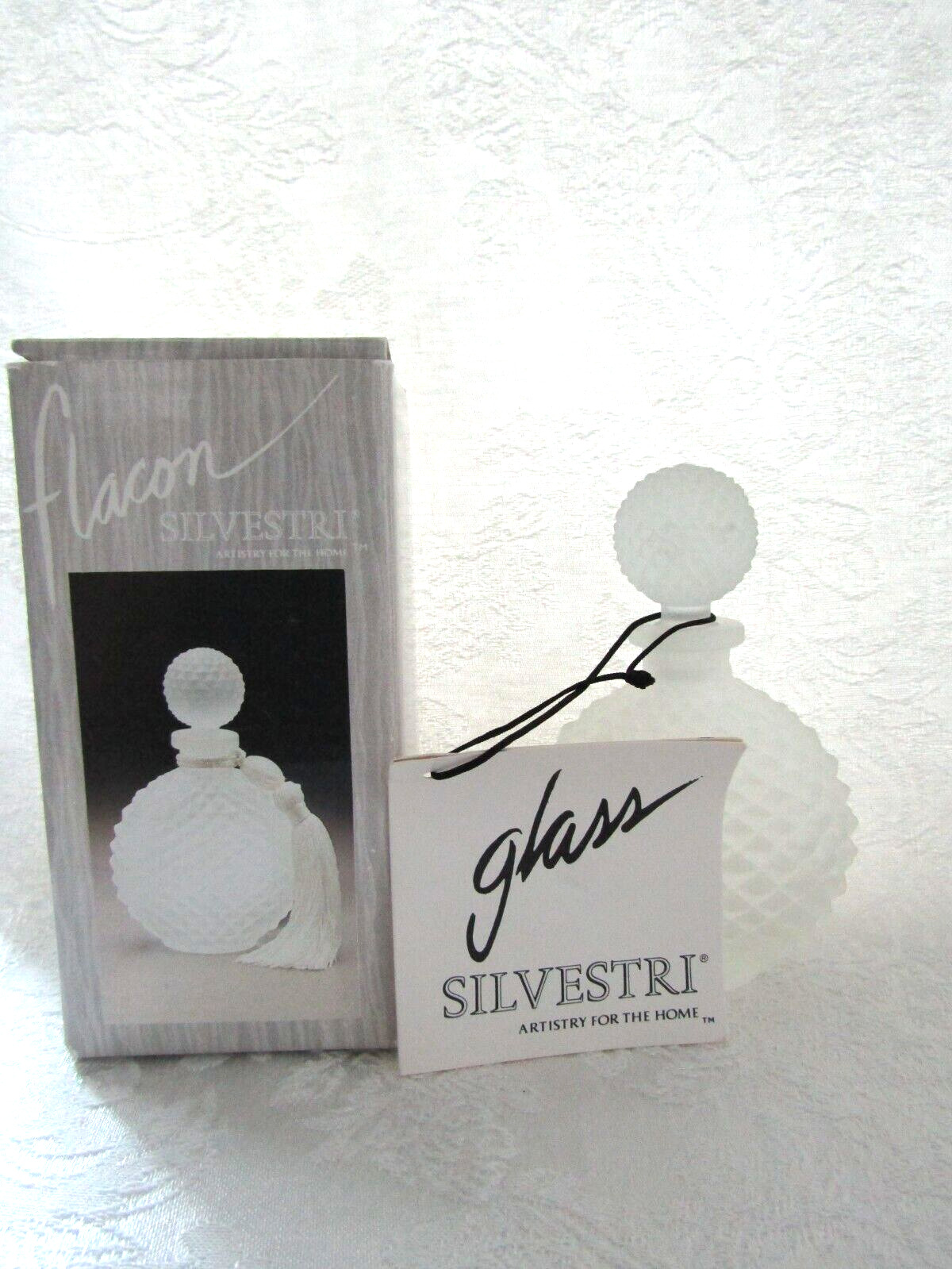 Silvestri Flacon Paris Satin Blown Glass 4.75” Tall Perfume Bottle New in Box
