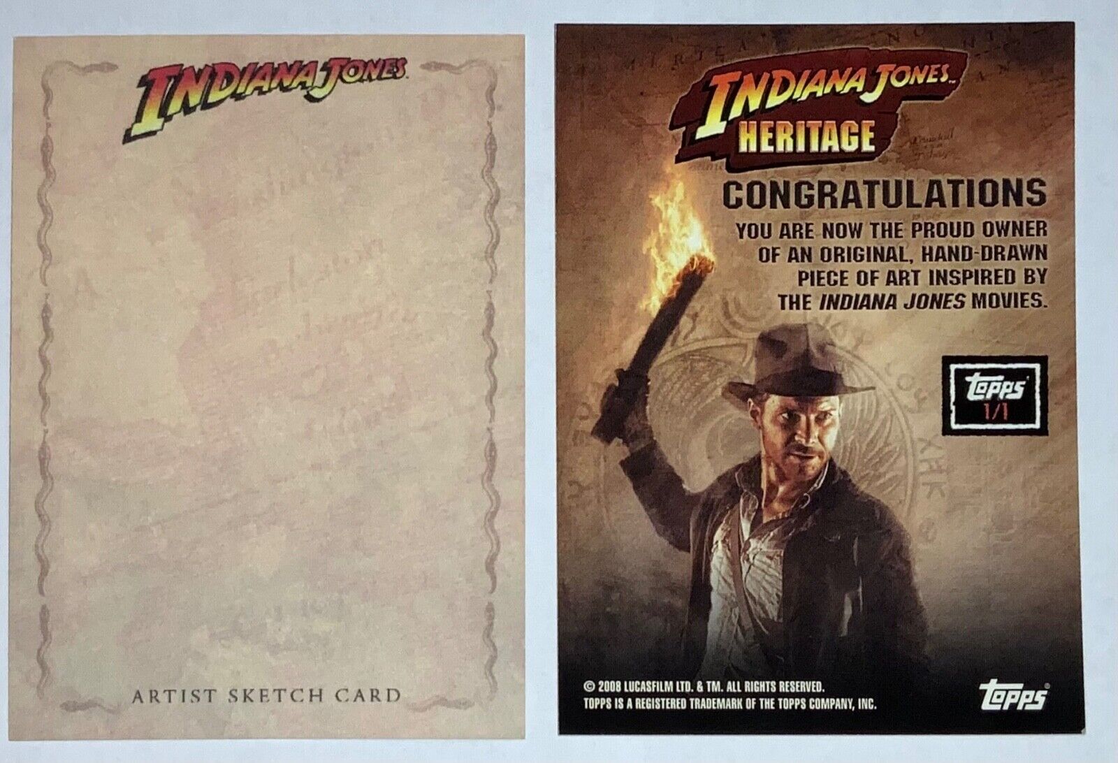 2008 Topps Indiana Jones Heritage Blank Sketch Card 1/1