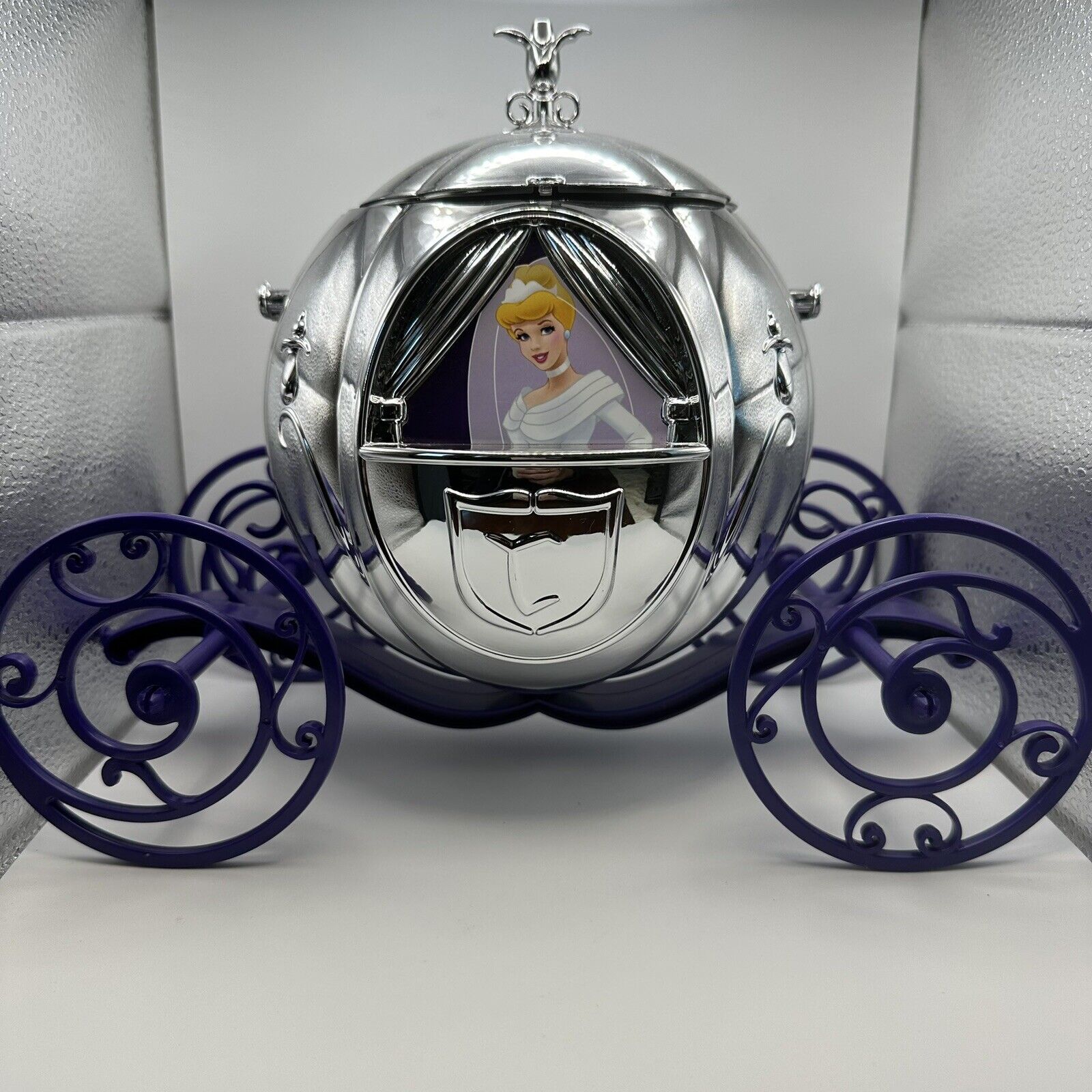 Disney 100th Anniversary Cinderella Carriage Silver Popcorn Bucket 2023 NO STRAP