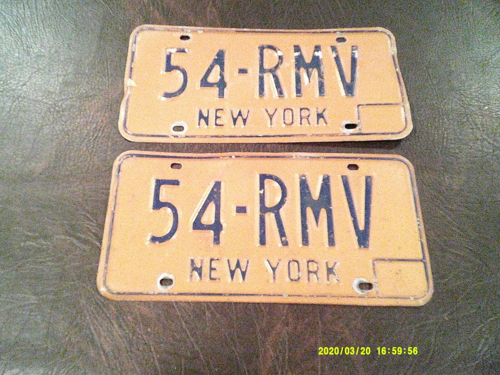 1974 New York License Plate Pair