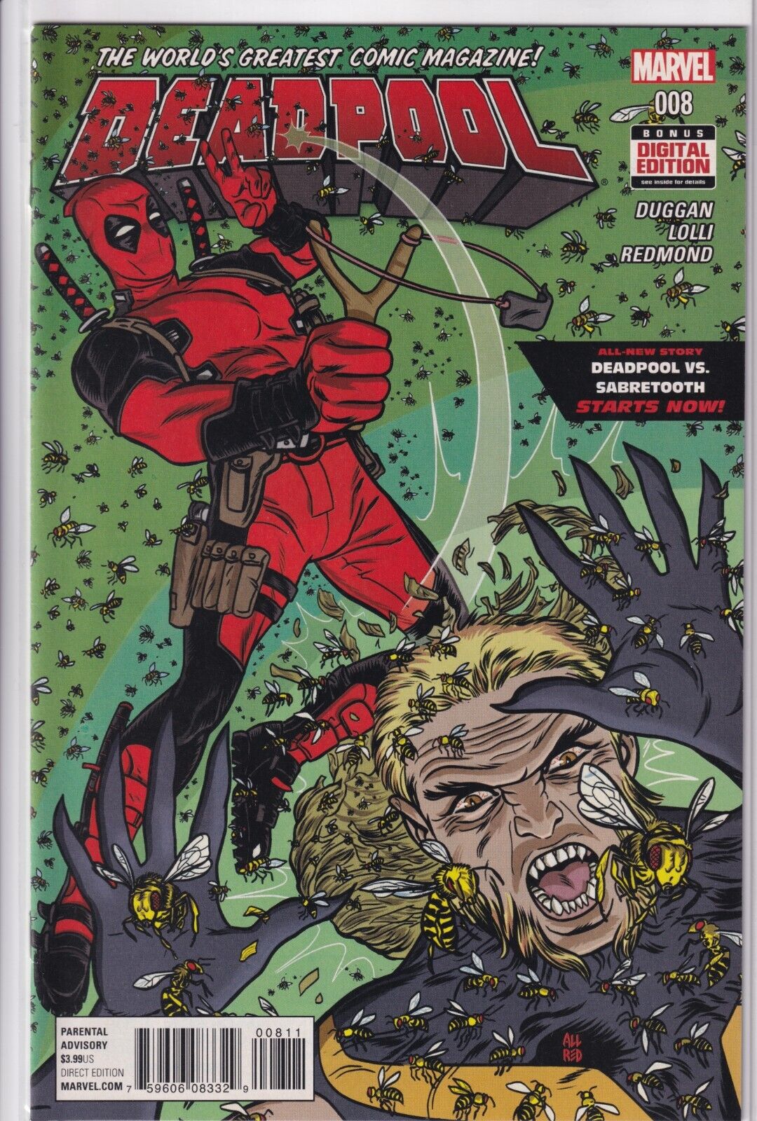 Deadpool #8 Deadpool vs. Sabretooth: Part 1 of 4 Marvel Comics 2016 NM B&B