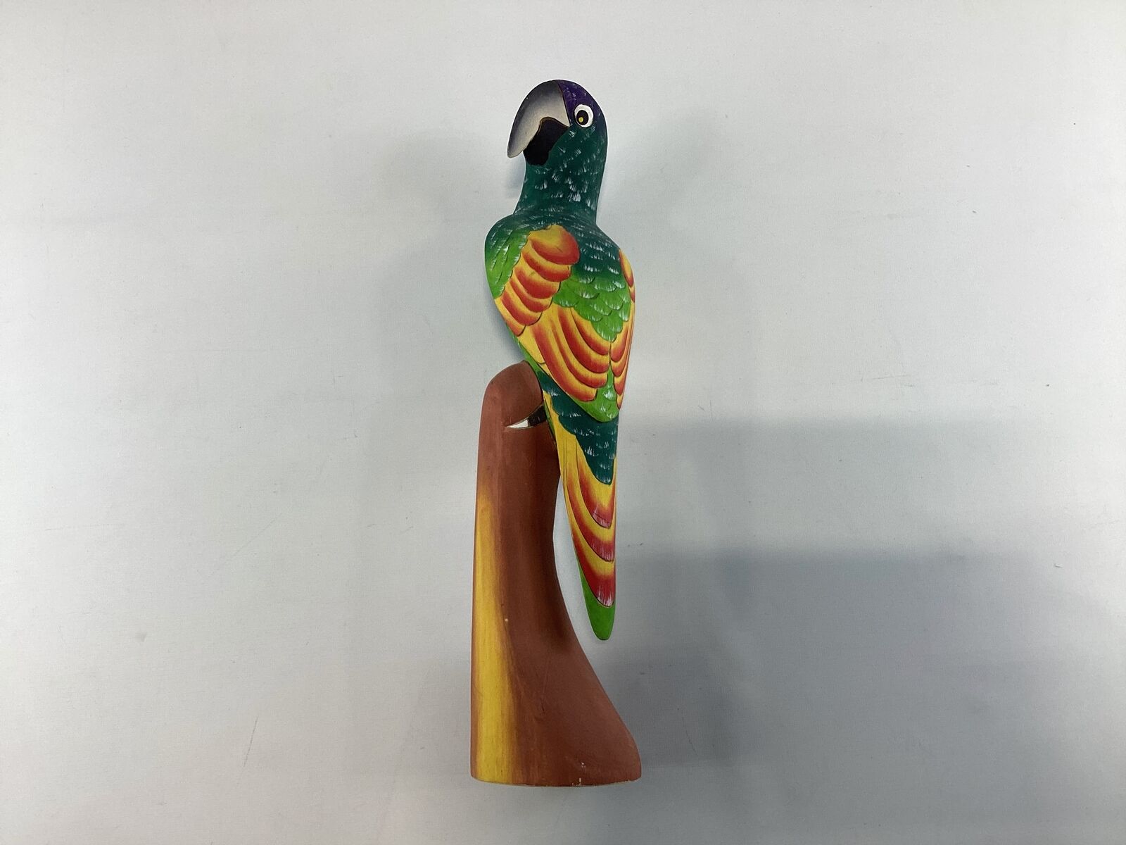 Multicolor Hand Carved Hand Painted Balsa Wood Vintage Parrot Figurine GUC