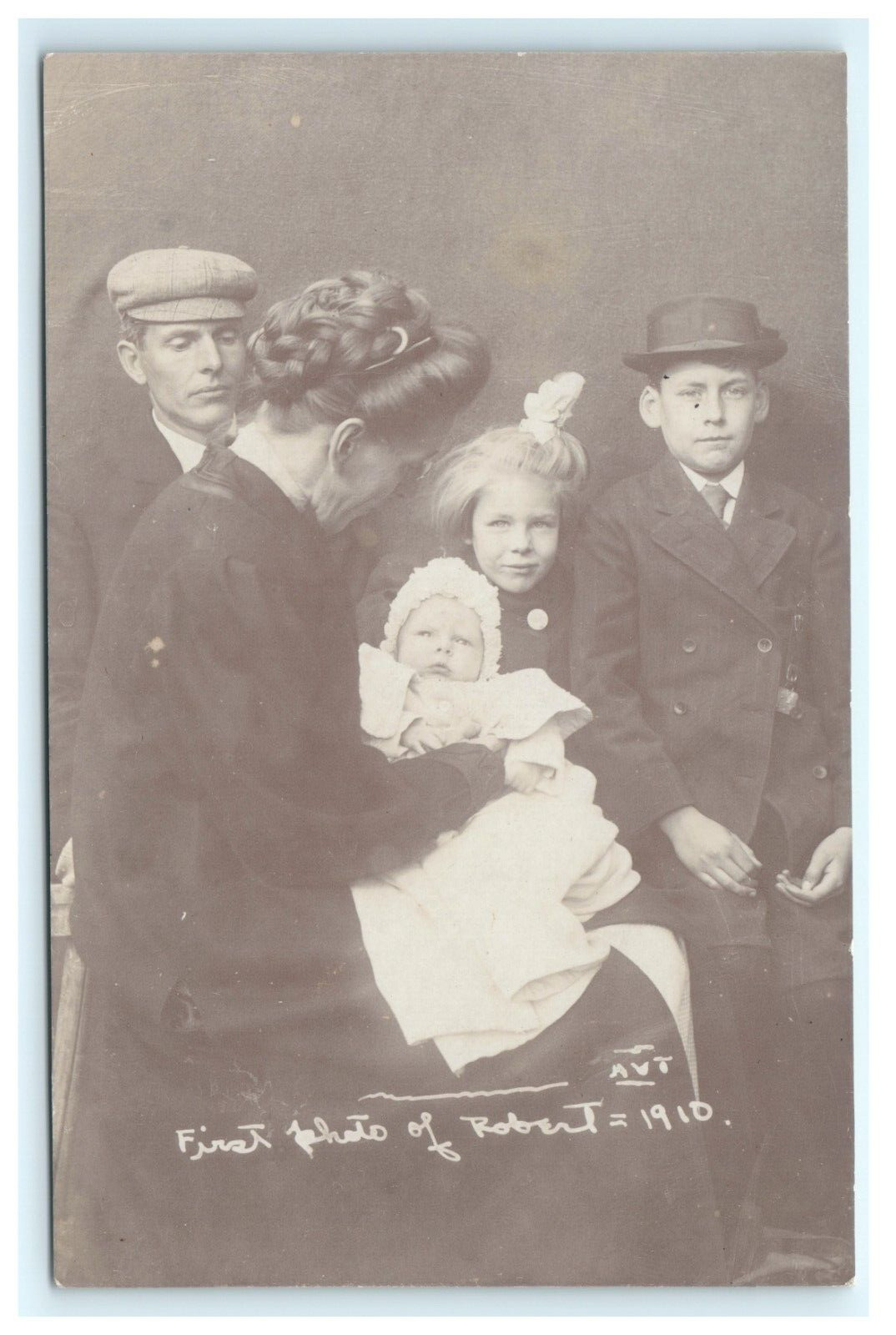 1910 First Photo of Robert RPPC Domestic Family Portrait View