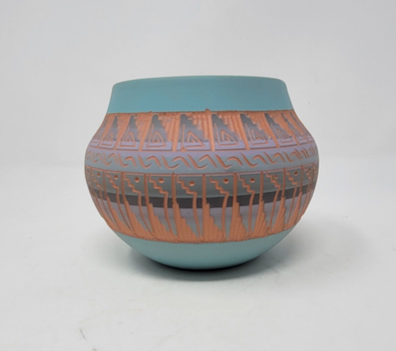 Southwest Navajo Signed C. BILLY  Handmade Terracotta Pottery Vase 4 inch EUC