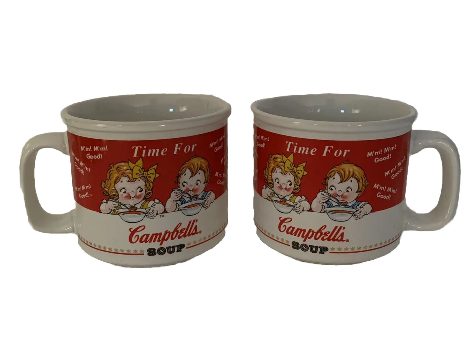 Vintage 1998 Houston Harvest CAMPBELL'S KIDS Mugs Soup Bowls Cups Time For Soup