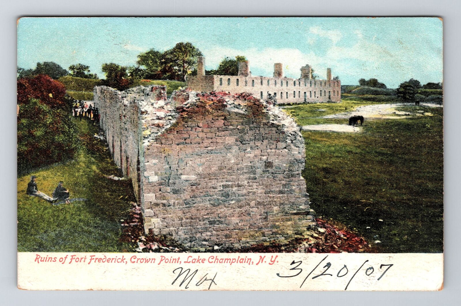 Lake Champlain NY-New York, Ruins of Fort Frederick, Crown Pt Vintage Postcard
