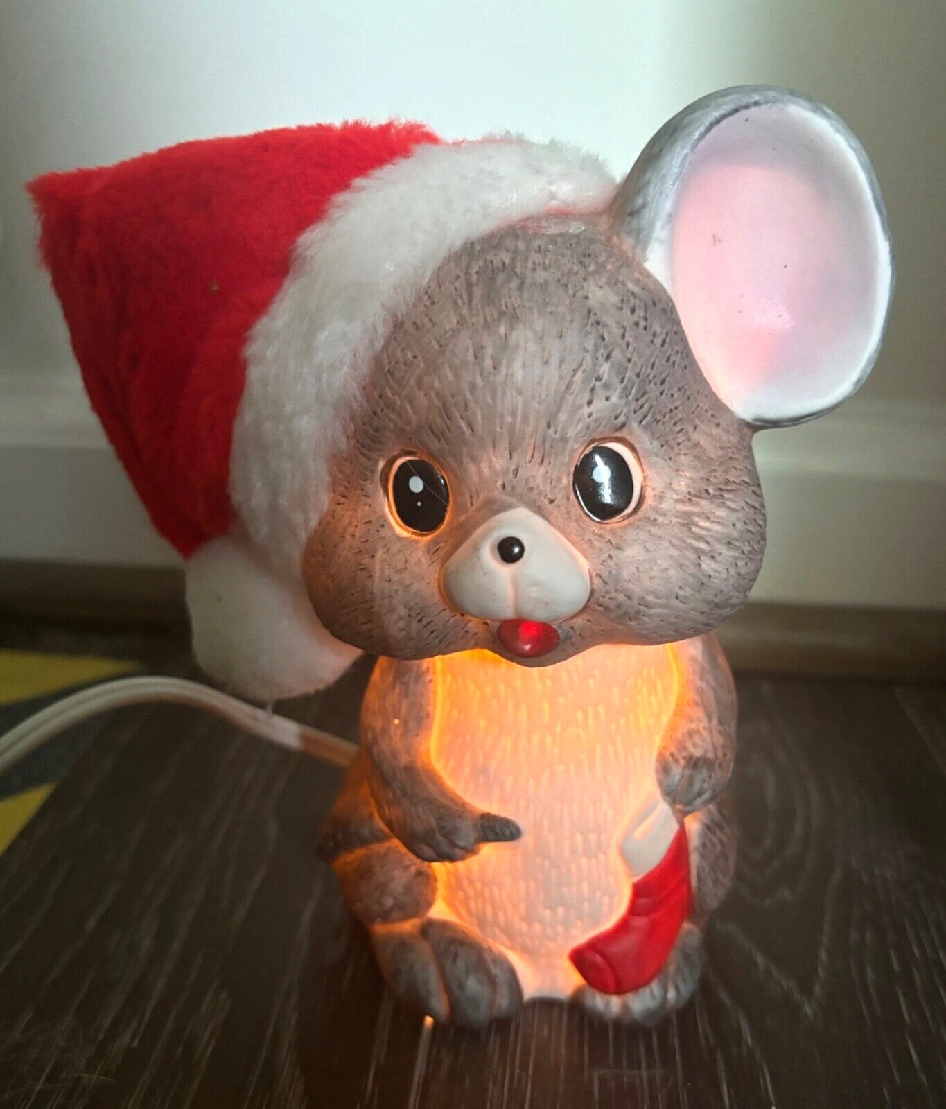 Porcelain Christmas Mouse Night Light Lamp New