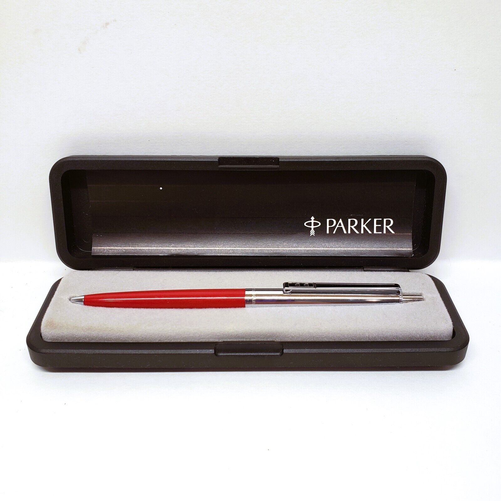 Vintage Parker Papermate Pen Ballpoint Red Silver with Black Case Made in USA