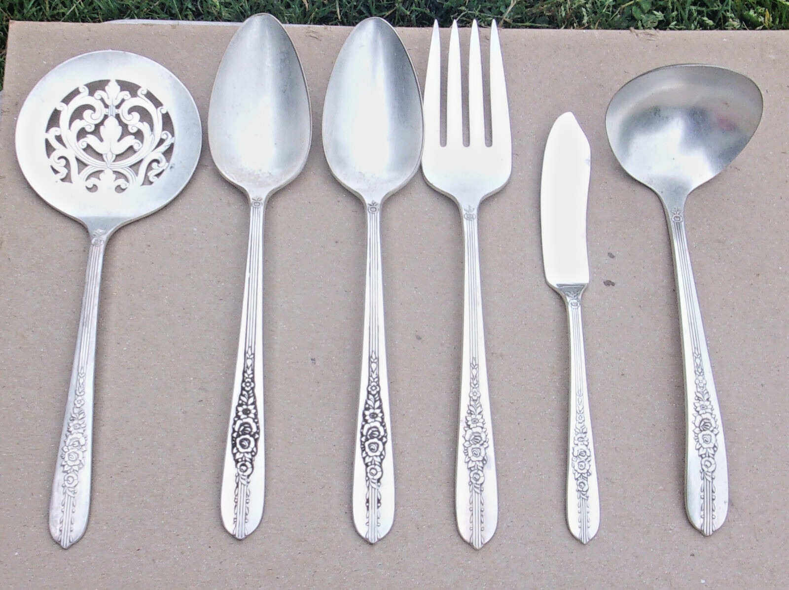 Lot of 6  Oneida NOBILITY PLATE ROYAL ROSE Serving Pieces -Ladle Spoons -Vtg1939