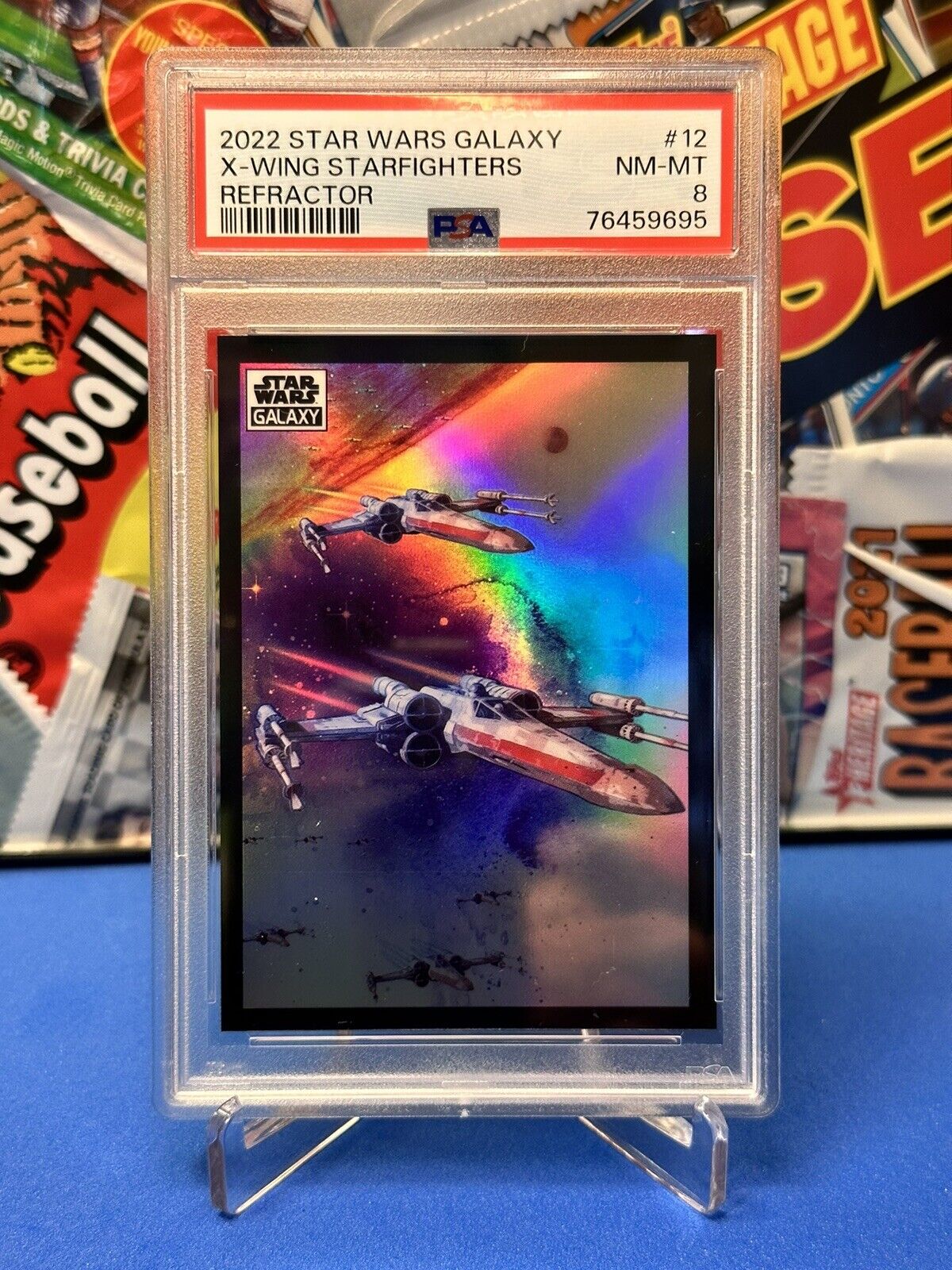 2022 Topps Chrome Star Wars Galaxy #12 X-Wing Starfighters Refractor PSA 8