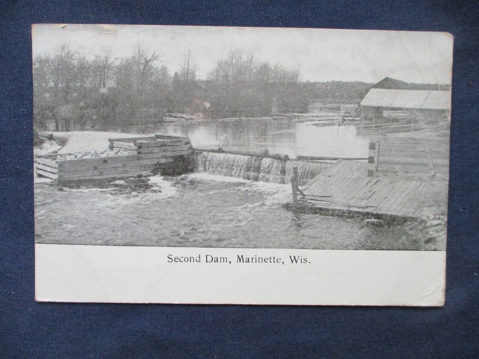 1909 Marinette Wisconsin Second Dam Postcard & Menekaunee Stn Cancel