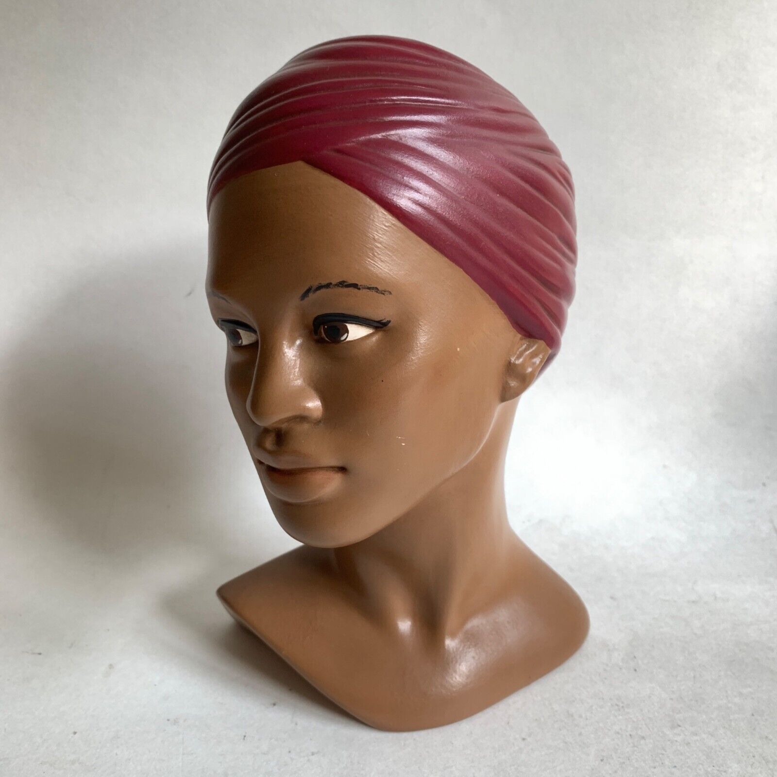 Vintage 1977 Holland Mold Woman\'s Head Chalkware Turban