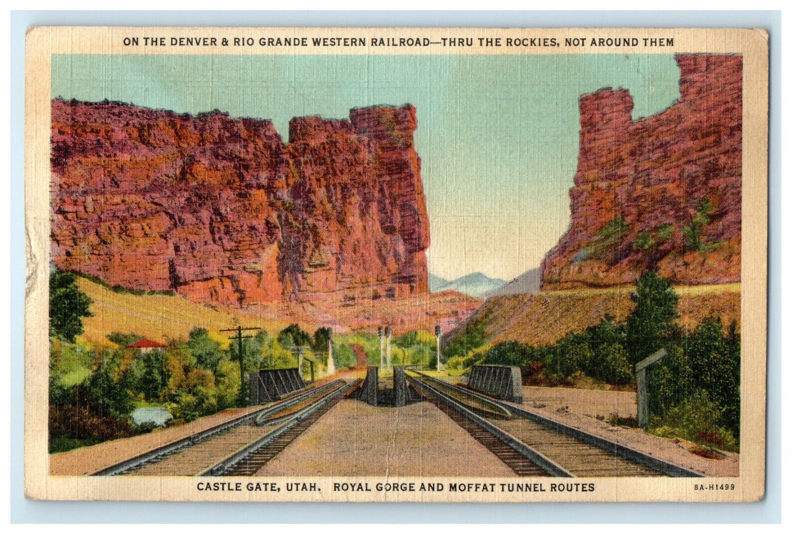 c1930s Royal Gorge and Moffat Tunnel Route Castle Gate, Utah UT Postcard