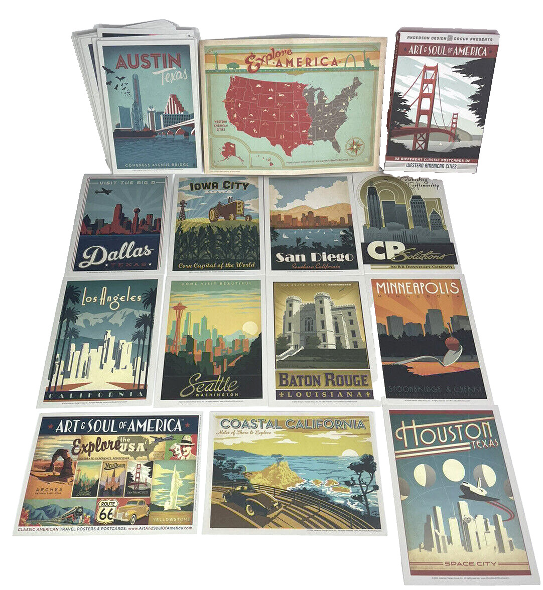 Classic Postcards of Western American Cities Box Set By Anderson Designs 2014