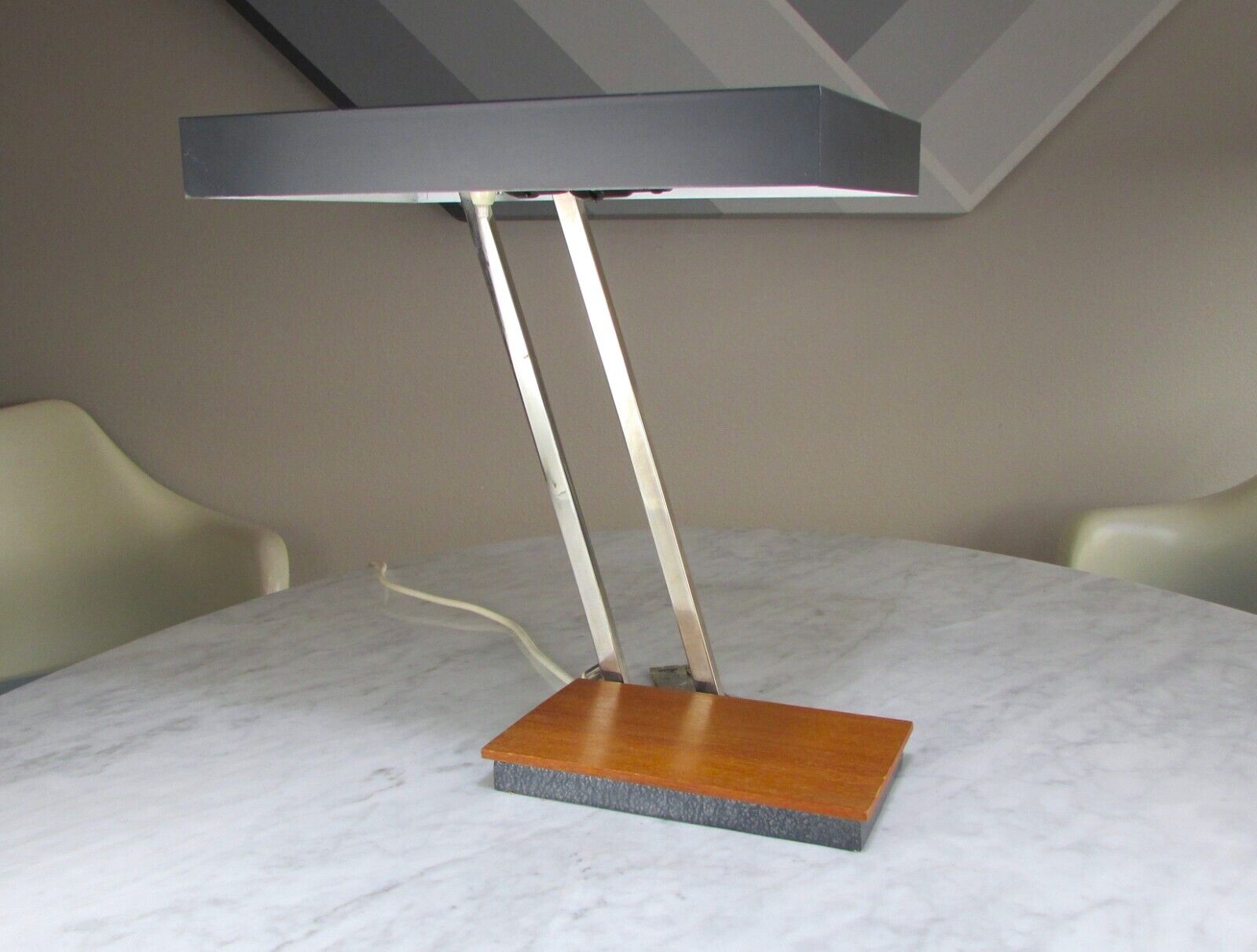 Mid Century Modern KAISER LEUCHTEN Articulating Model 6875 TEAK Chrome DESK LAMP