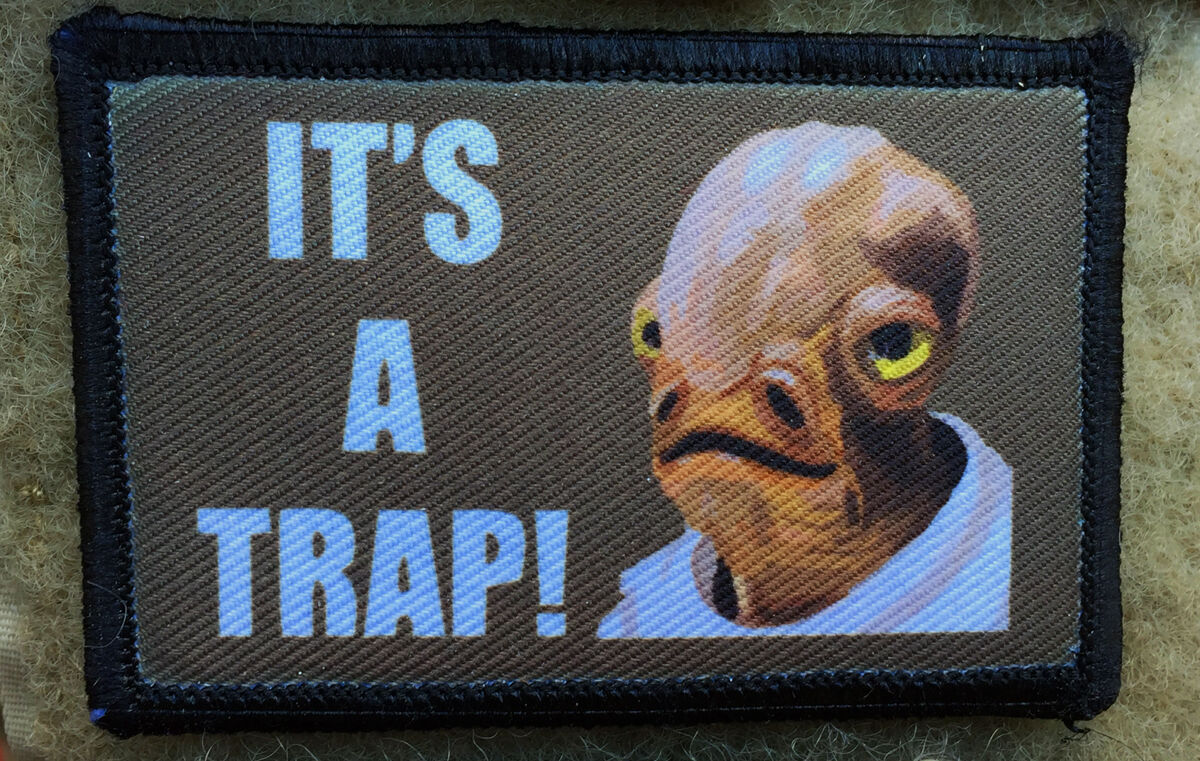 It\'s a Trap Morale Patch Funny Tactical Military USA Hook  Army Flag