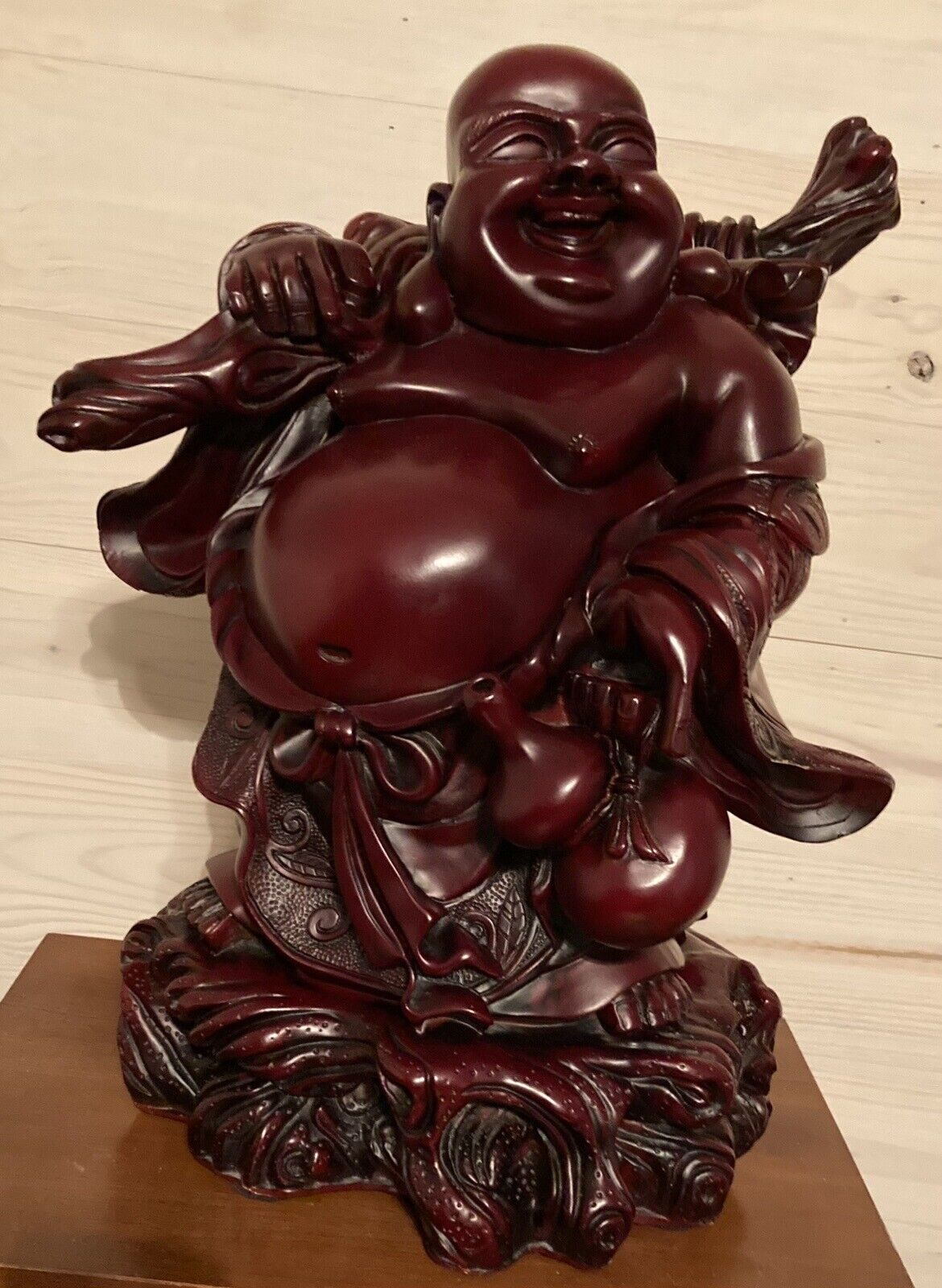 Beautiful Large Vintage Buddha 24” Tall, Made Of Solid Red Resin. Heavy, 35lbs.