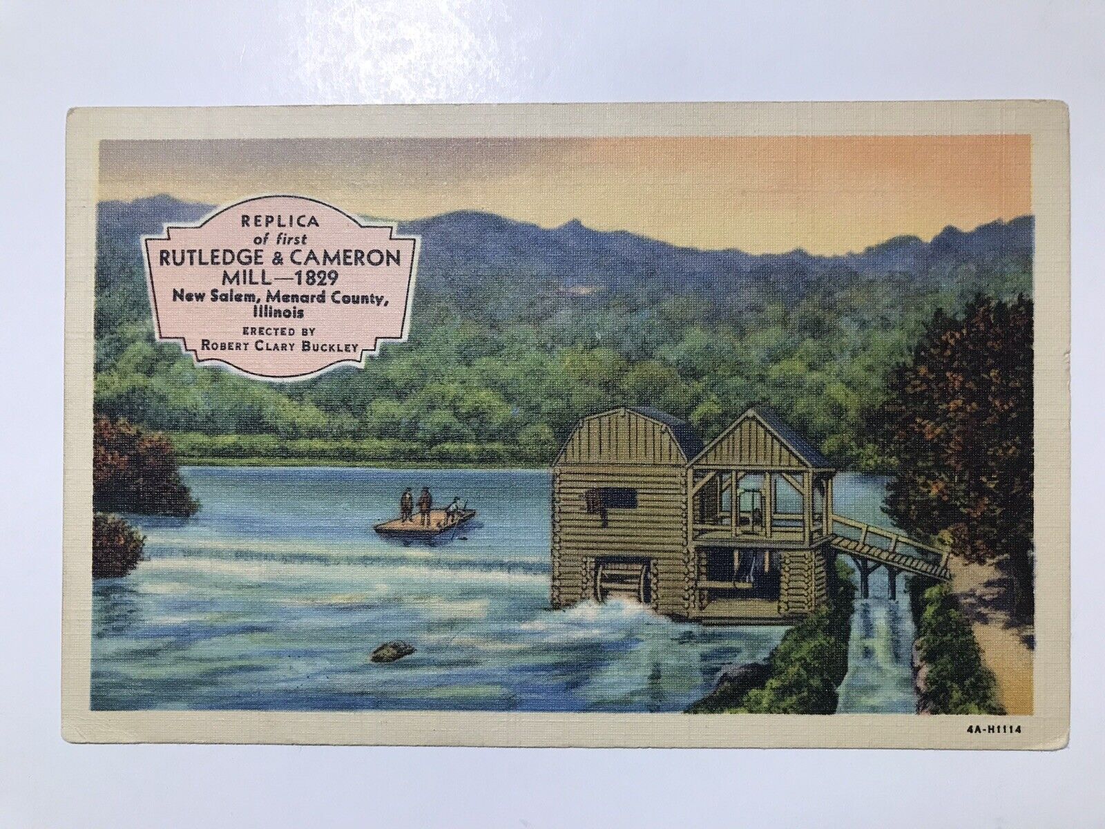 Vintage 1940 Rutledge Cameron Mill New Salem Illinois Postcard