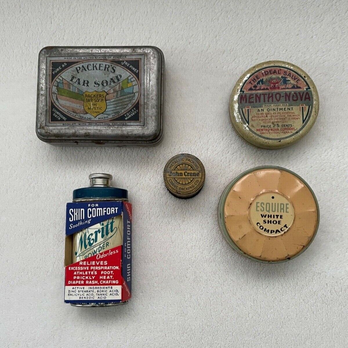 vintage product tins - medicinal and other products