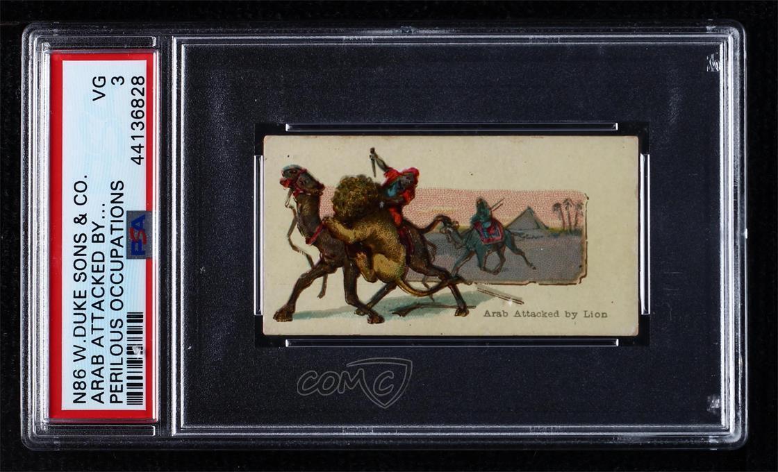 1888 Duke\'s Perilous Occupations Tobacco N86 Arab Attacked by Lion PSA 3 0v3e