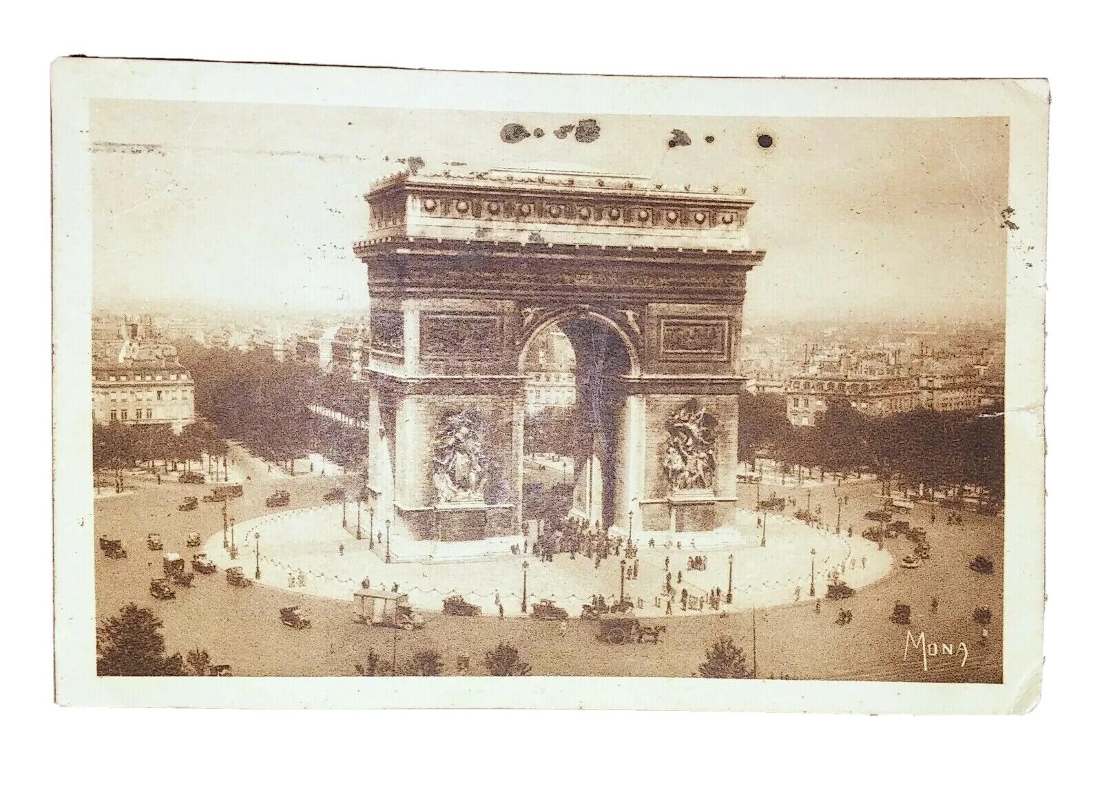 Arch Of Triumph Postcard Circa 1930.  Paris, France With Humorous Message