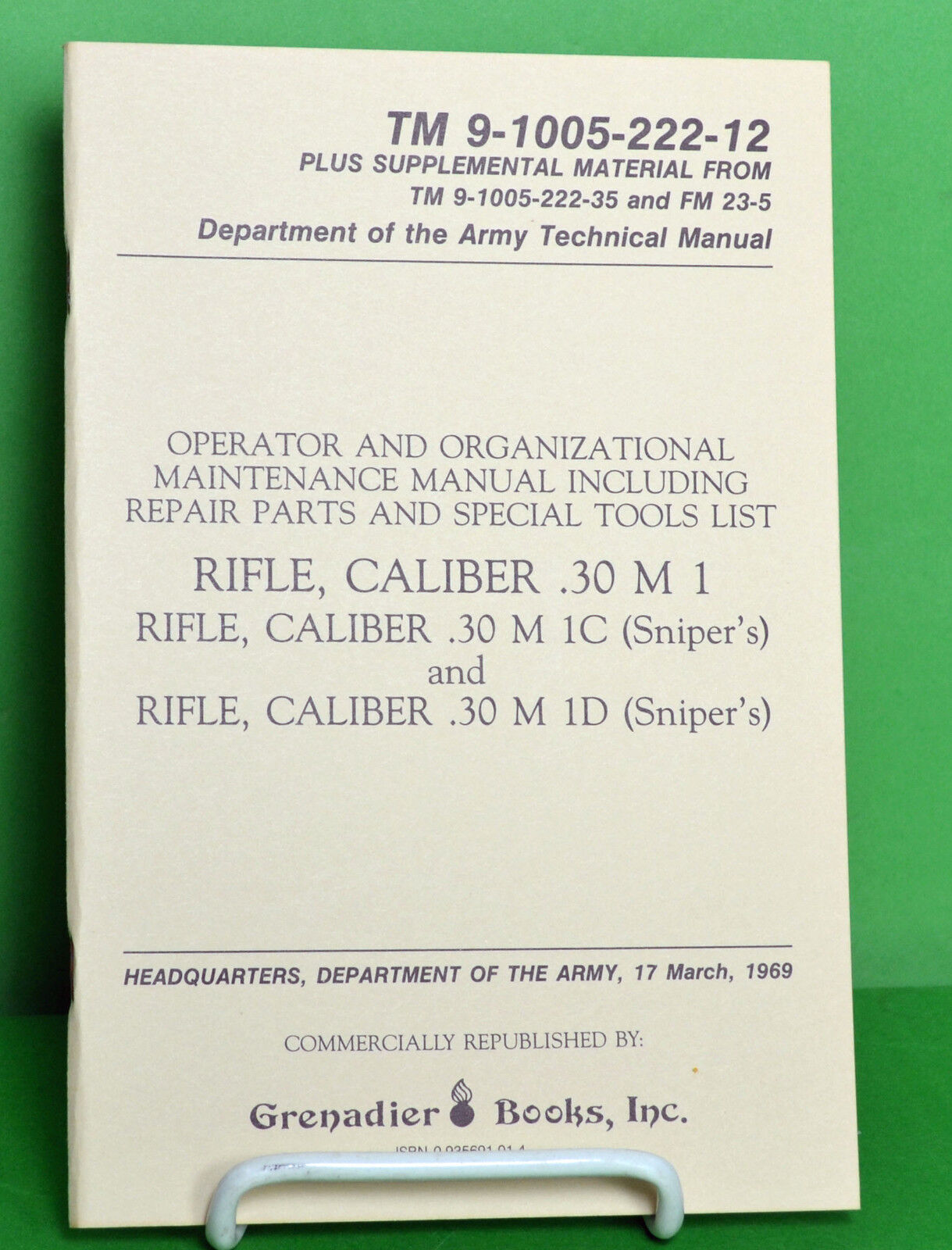 M1 Garand Rifle Maintenance Manual - New Old Stock