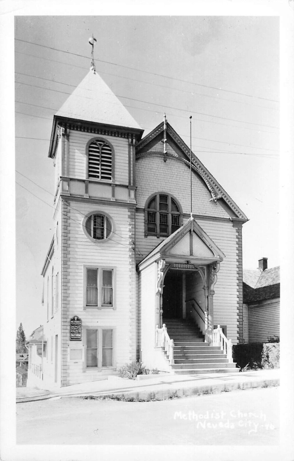RPPC Methodist Church, Nevada City, California 1950s Vintage Photo Postcard
