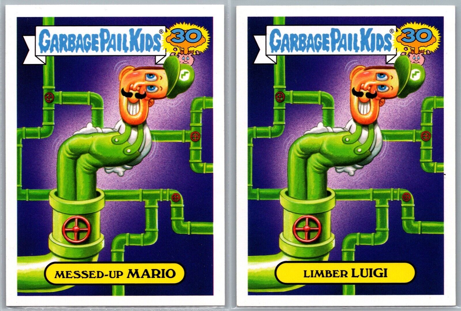 Super Mario Bros Nintendo Switch Game Luigi Spoof Garbage Pail Kids 2 Card Set