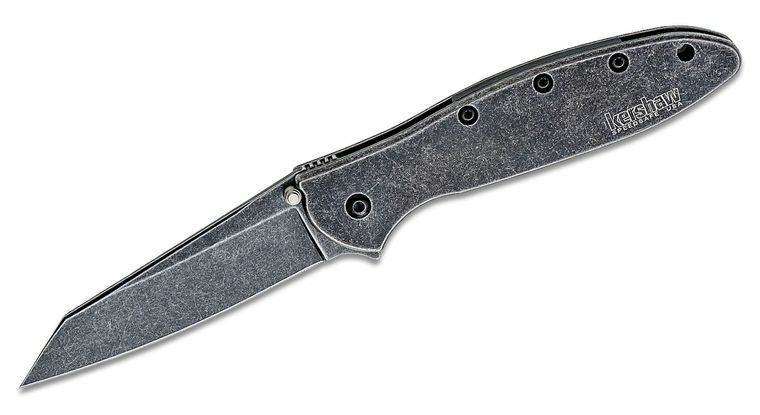 KERSHAW usa - Blackwash RANDOM LEEK Spring Assisted Knife w/ SAFETY LOCK 1660RBW